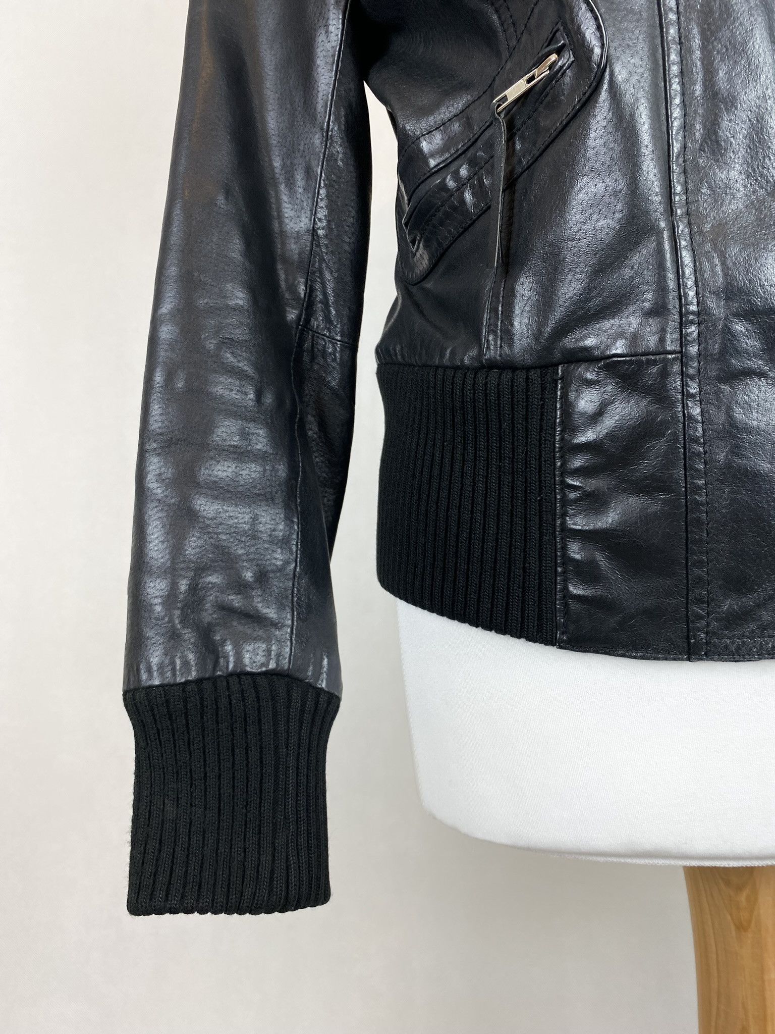 Genuine Leather × Vintage real leather womens jacket big collar tailored Size M / US 6-8 / IT 42-44 - 6 Thumbnail