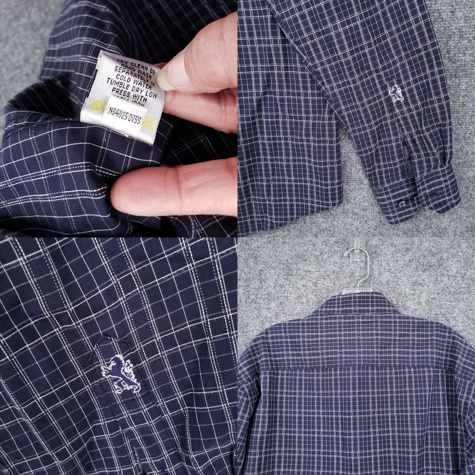 BUGATCHI BUGATCHI Shirt Mens XL Blue Plaid Button-Up Long Sleeve Shaped Fit Size US XL / EU 56 / 4 - 9 Thumbnail