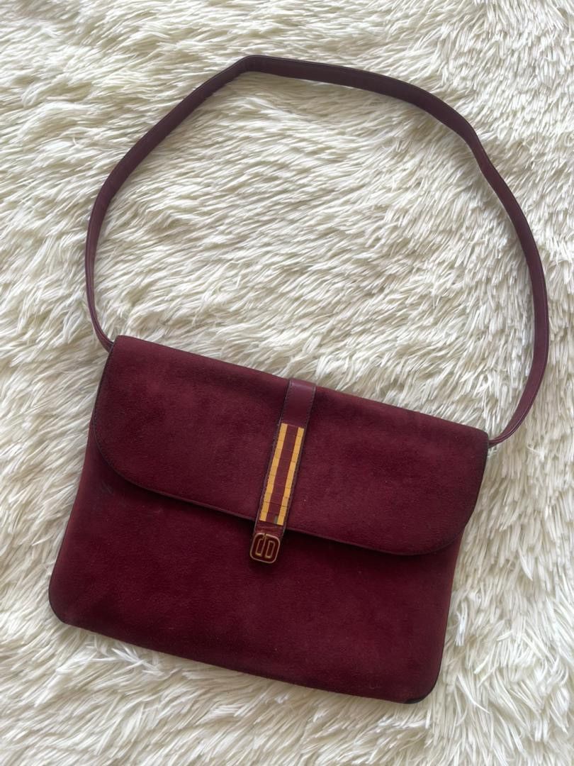 Christian Dior Monsieur Christian Dior Suede Leather Burgundy Shoulder Bag Size ONE SIZE - 3 Thumbnail