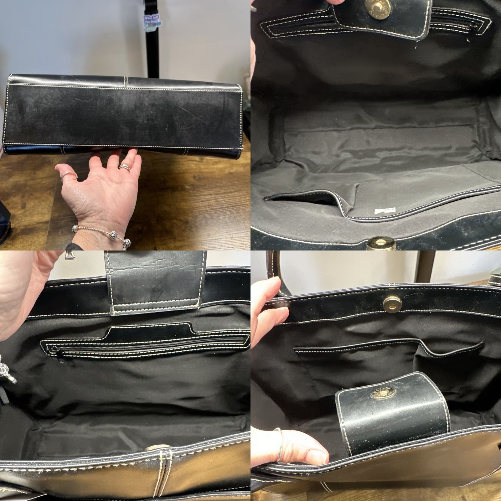 Wilson VINTAGE Wilson Leather Briefcase/Document Case Men Large Black Leather Snap Closure Adjustable Strap Inner Pockets Modern Classic Bag Size ONE SIZE - 8 Thumbnail