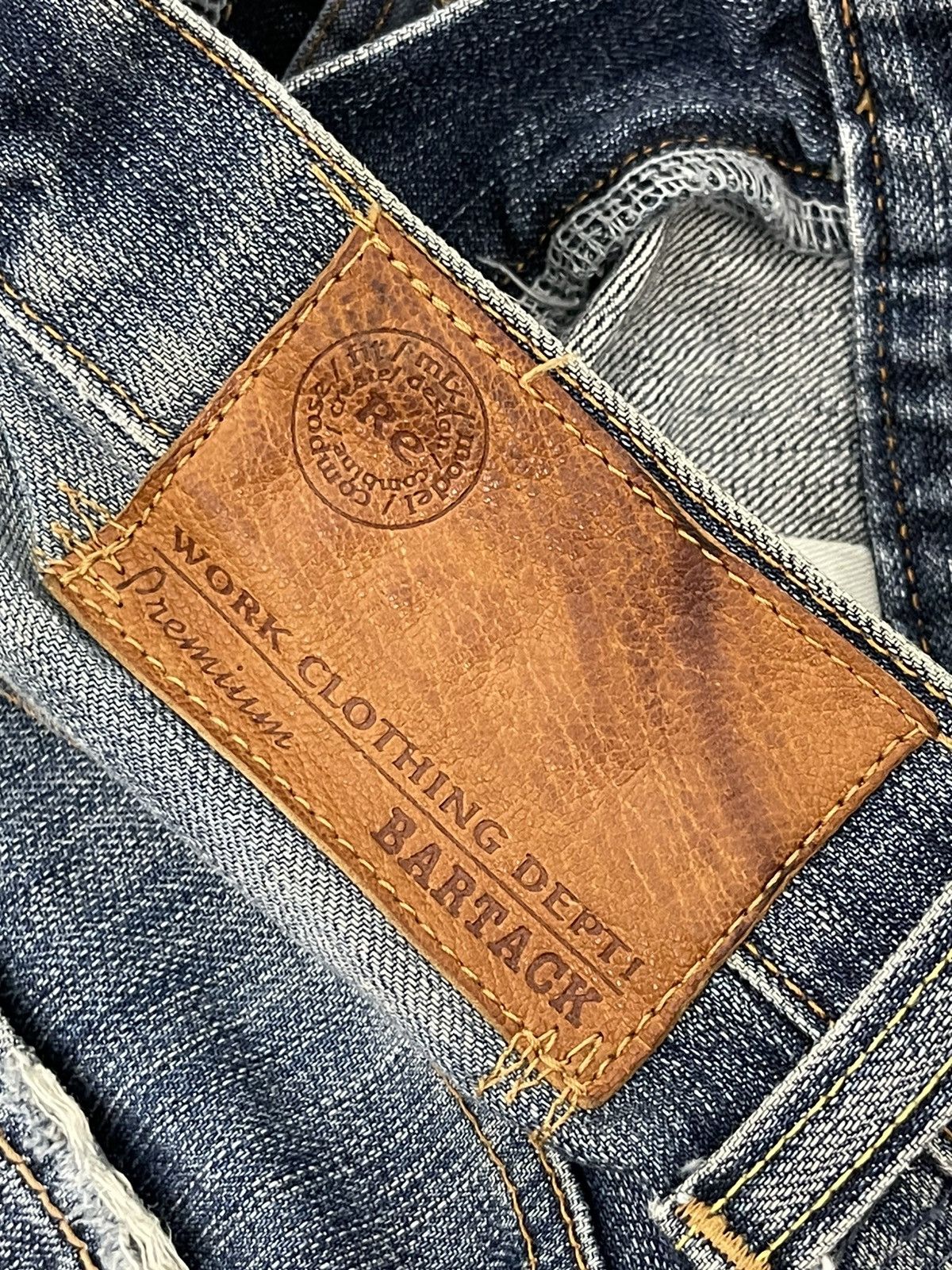 Japanese Brand Boro Jeans Bartacks Japan Patchwork Denim Cropped 7🟦9 Size US 29 - 24 Thumbnail