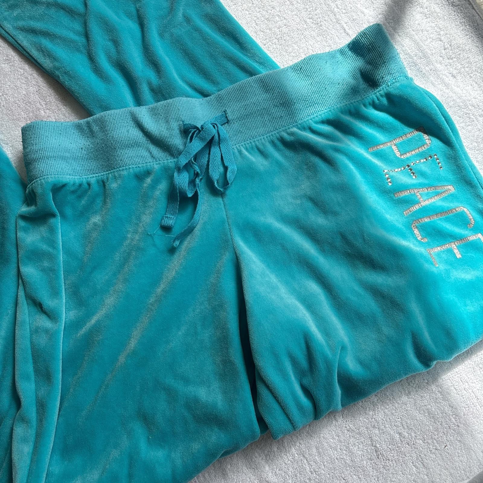 Other y2k velour blue peace track pants Size 36" / US 14 / IT 50 - 4 Thumbnail