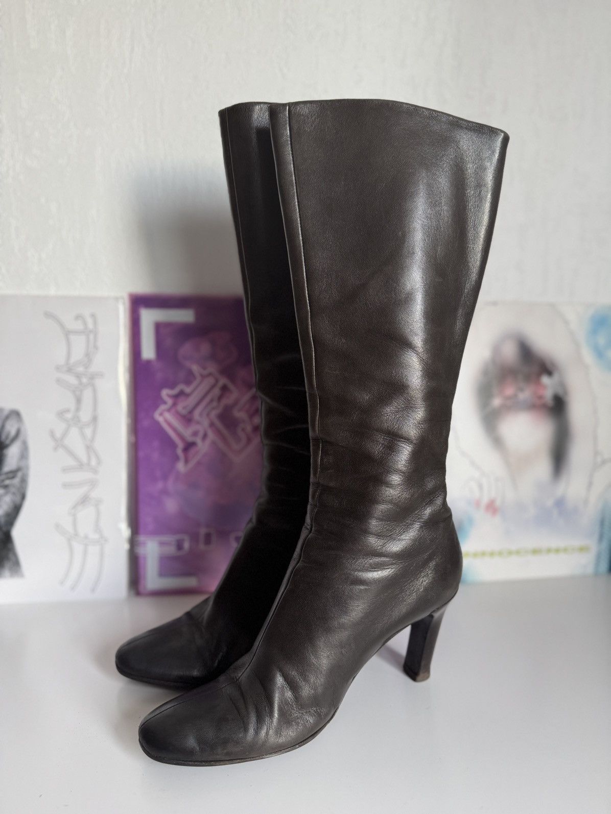 Helmut Lang Archive Helmut Lang Leather Knee Boots 2000s Luxury Design Size US 9.5 / IT 39.5 - 2 Thumbnail