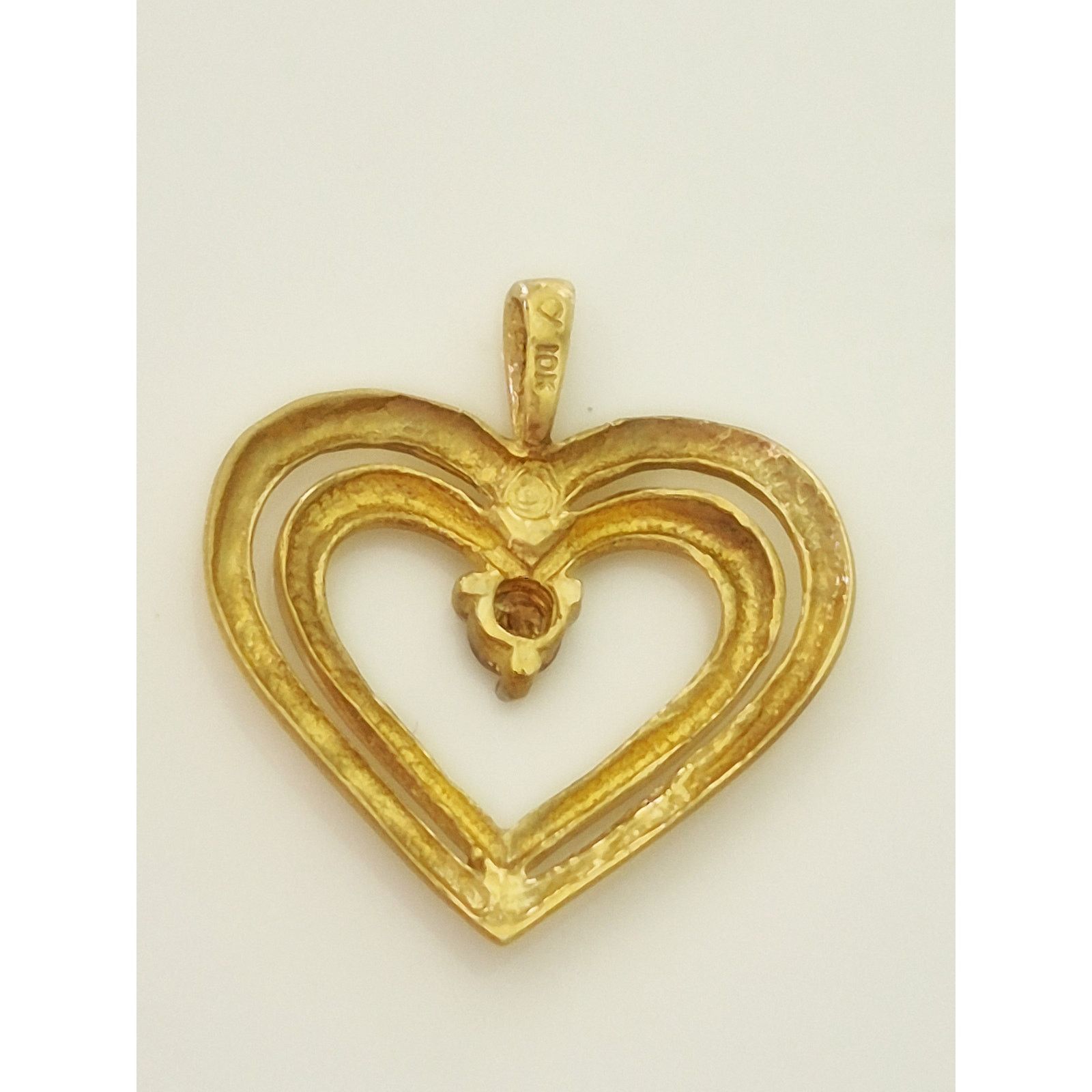 Other Vintage 10K Gold Diamond Double Heart Pendant Size ONE SIZE - 3 Thumbnail