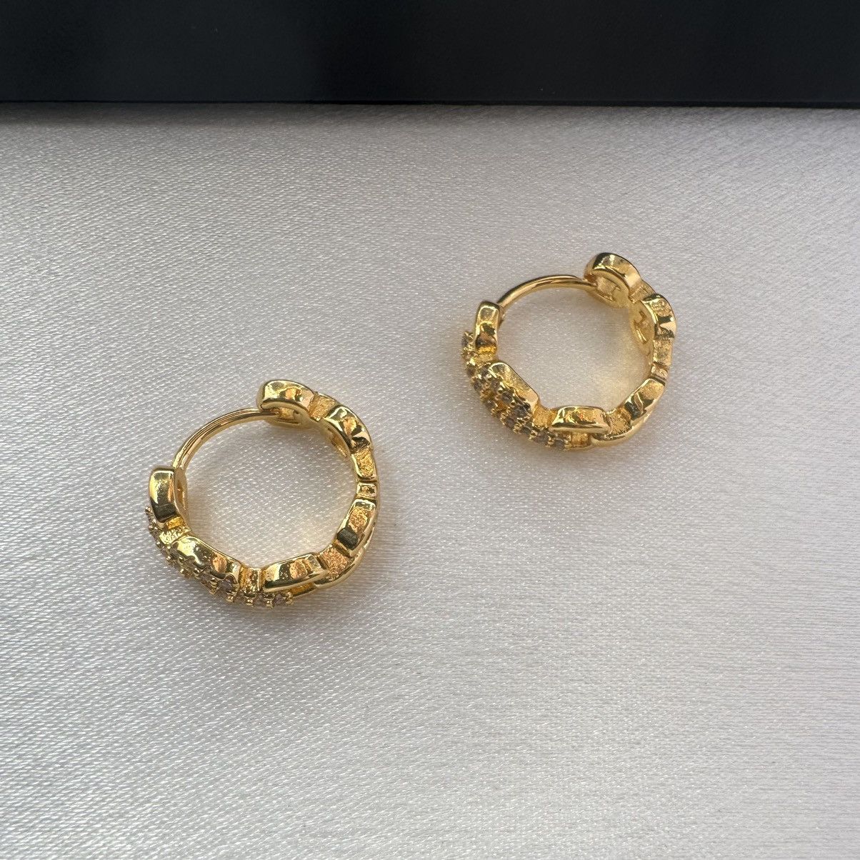 Designer 17mm Small Hoop Earrings for Women Yellow Gold Color Size ONE SIZE - 3 Thumbnail