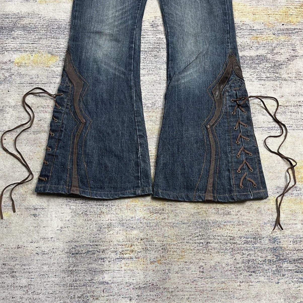 Tornado Mart Tornado Mart western leather accented lace up flared jeans Size US 30 / EU 46 - 4 Thumbnail