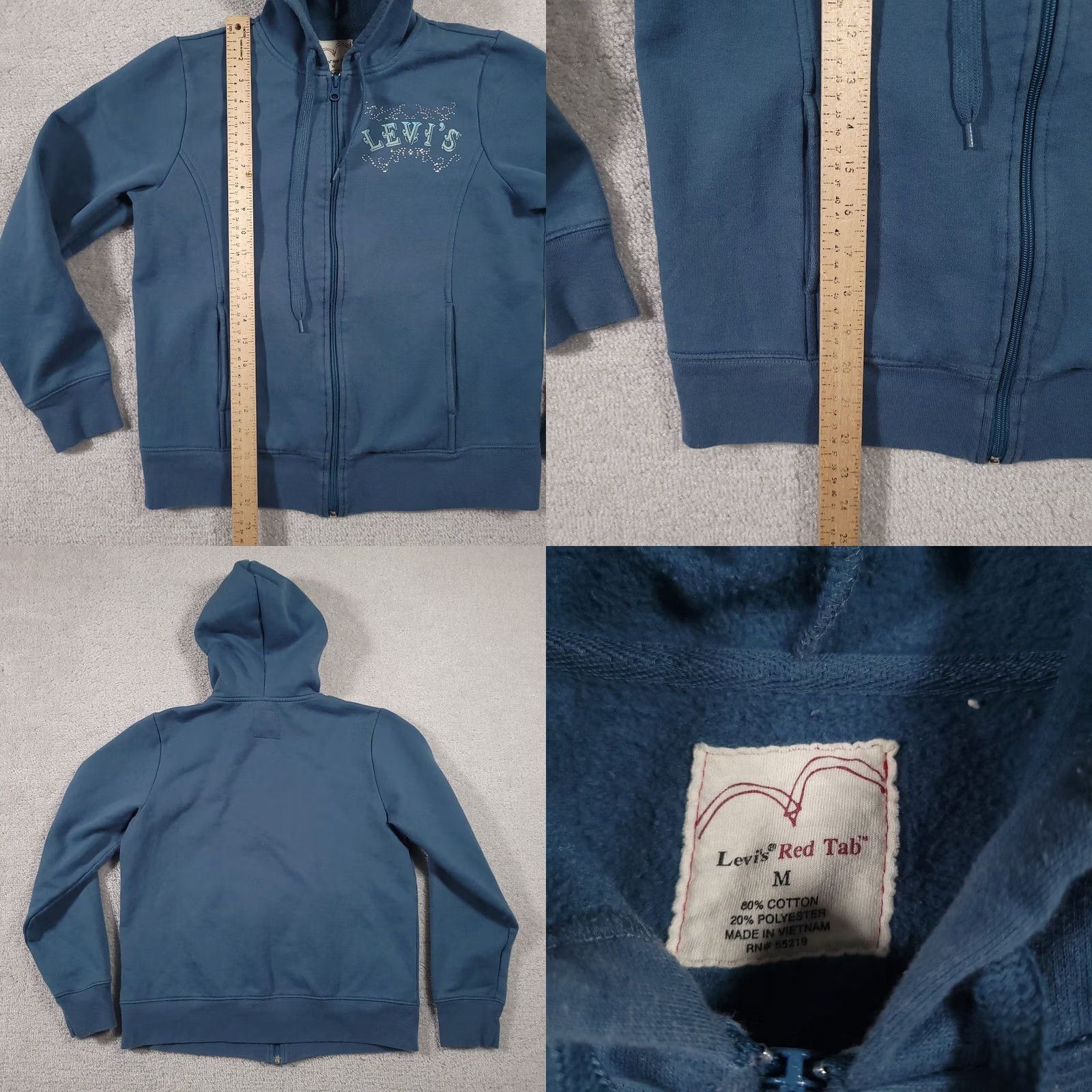 Levi's Levi's Hoodie Full Zip Sweatshirt Jacket Women's Medium Blue Studded Casual Size M / US 6-8 / IT 42-44 - 8 Thumbnail