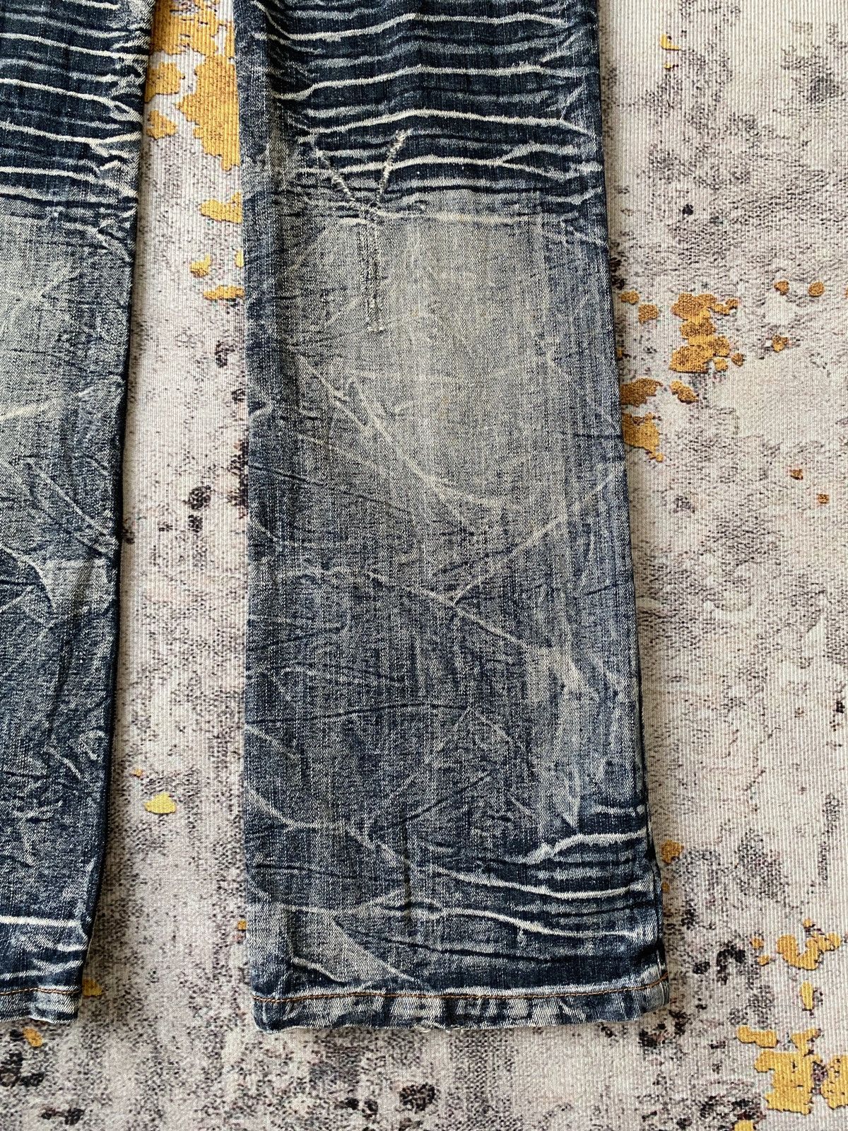 Japanese Brand Black Baccara Honey Comb Claws Mark Distressed Flare Denim Size US 30 / EU 46 - 15 Thumbnail