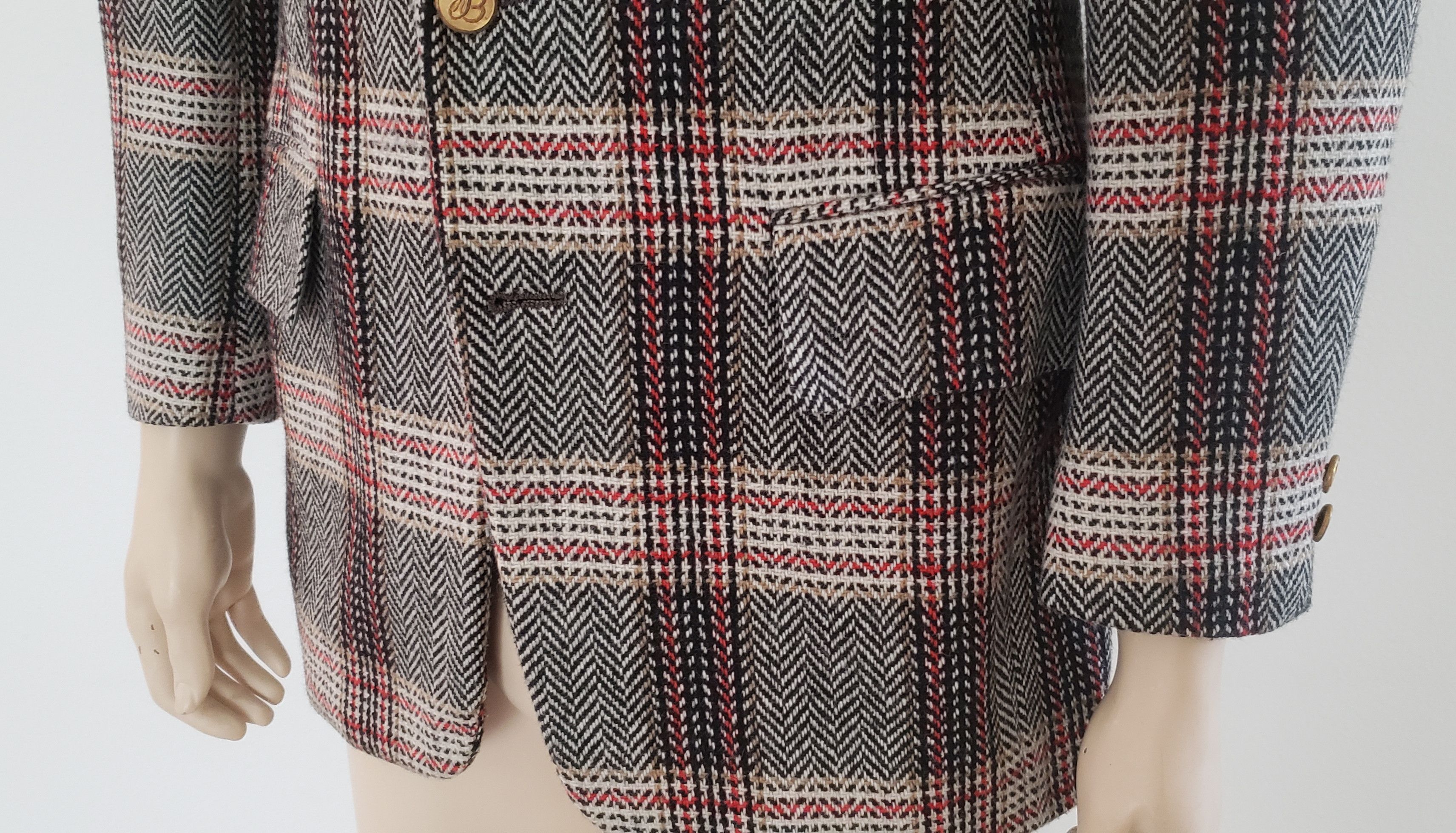 Vintage 1970s plaid sport coat 38R Geoffrey Beene wool tweed Size 38R - 4 Thumbnail