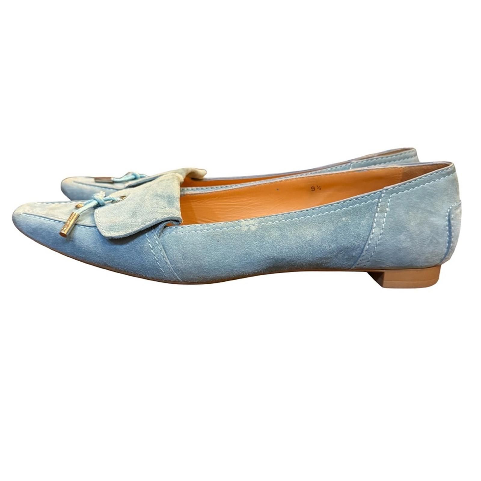 Tod's Tod's Women’s Sea Foam Blue Suede Square Toe Loafers sz 9.5 Size US 9.5 / IT 39.5 - 3 Thumbnail