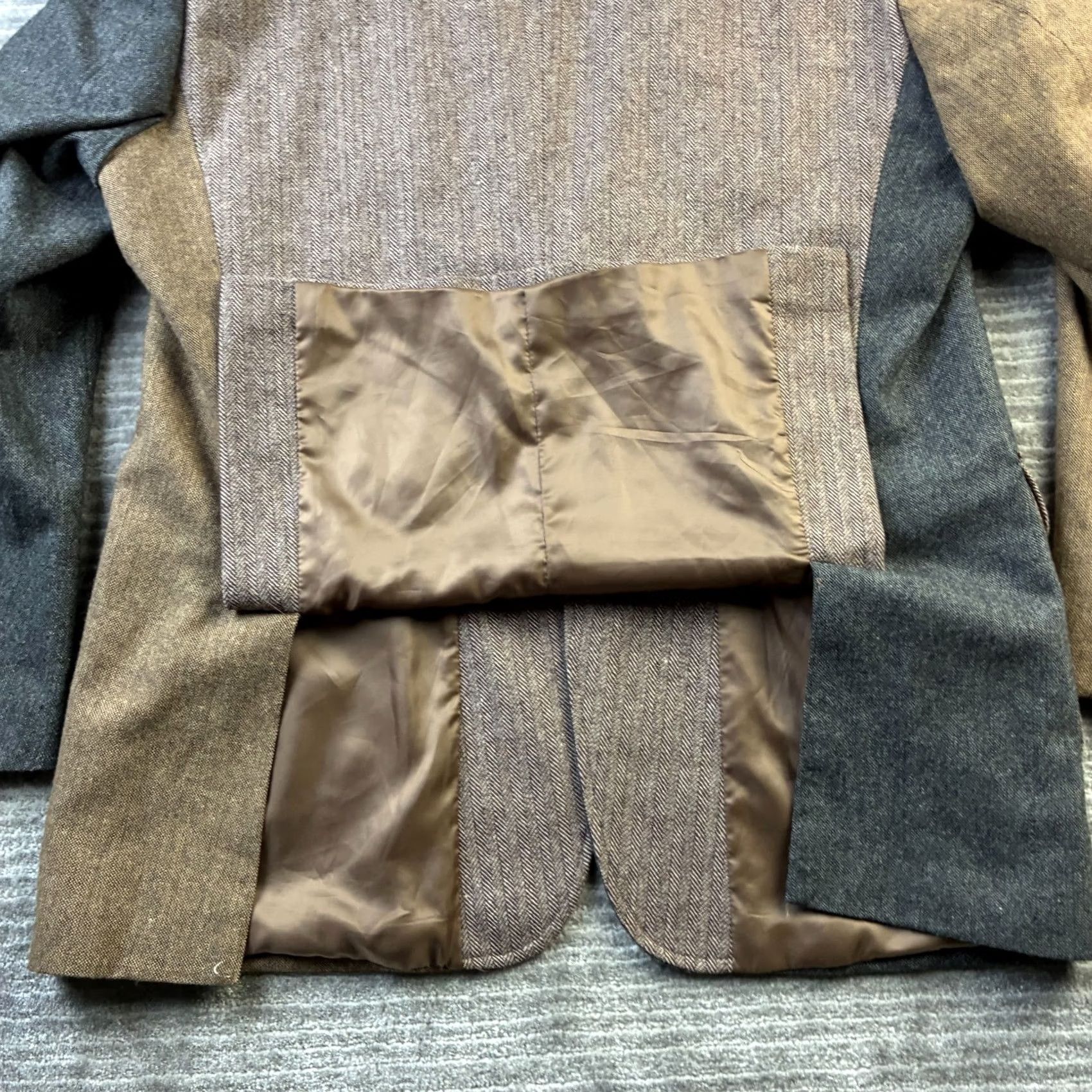 Vintage Alan Flusser Sport Coat Mens Large Brown Patchwork Herringbone Jacket Size US L / EU 52-54 / 3 - 7 Thumbnail