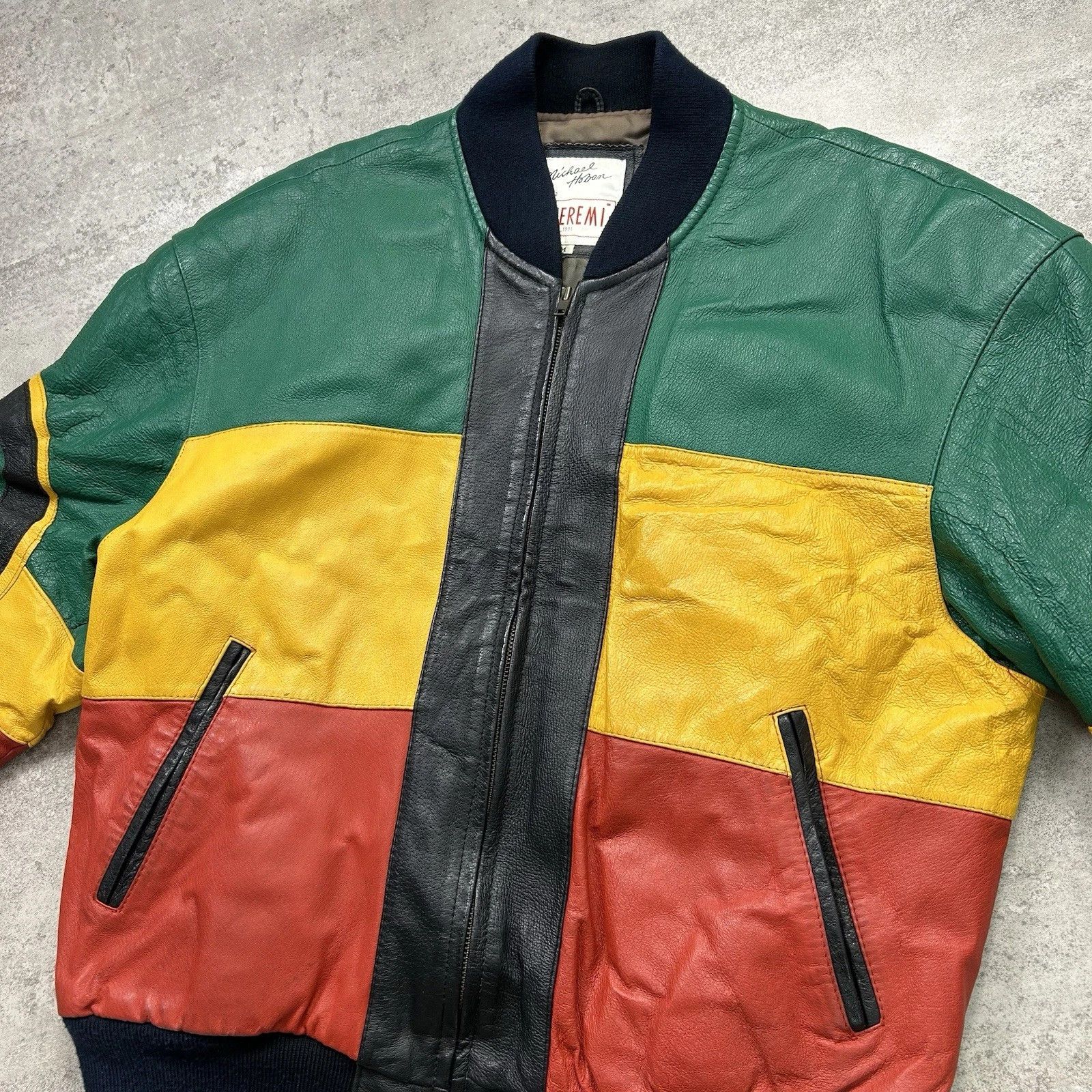 Vintage VTG MICHAEL HOBAN RASTA ZION LEATHER BOMBER JACKET SIZE M Size US M / EU 48-50 / 2 - 4 Thumbnail