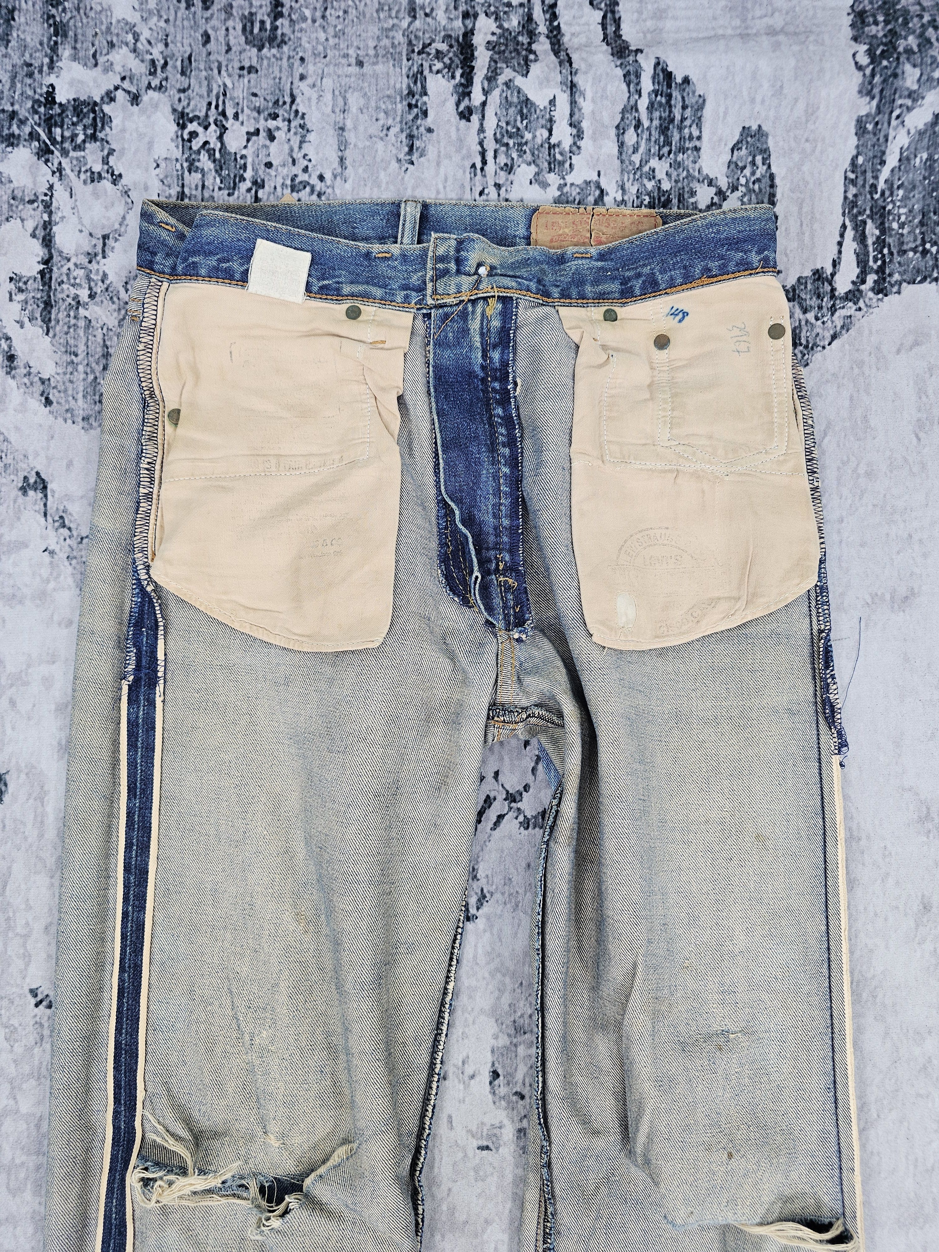 Levi's Vtg LEVIS 551 Z Ripped Selvedge Redline Big E Jeans L0452 Size US 30 / EU 46 - 12 Thumbnail