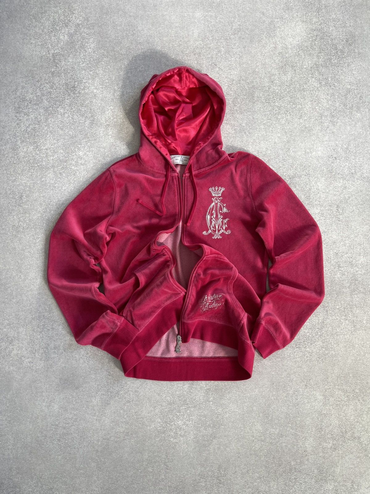 Christian Audigier VINTAGE CHRISTIAN AUDIGIER VELOUR Y2K ed hardy ZIP UP HOODIE Size L / US 10 / IT 46 - 1 Thumbnail