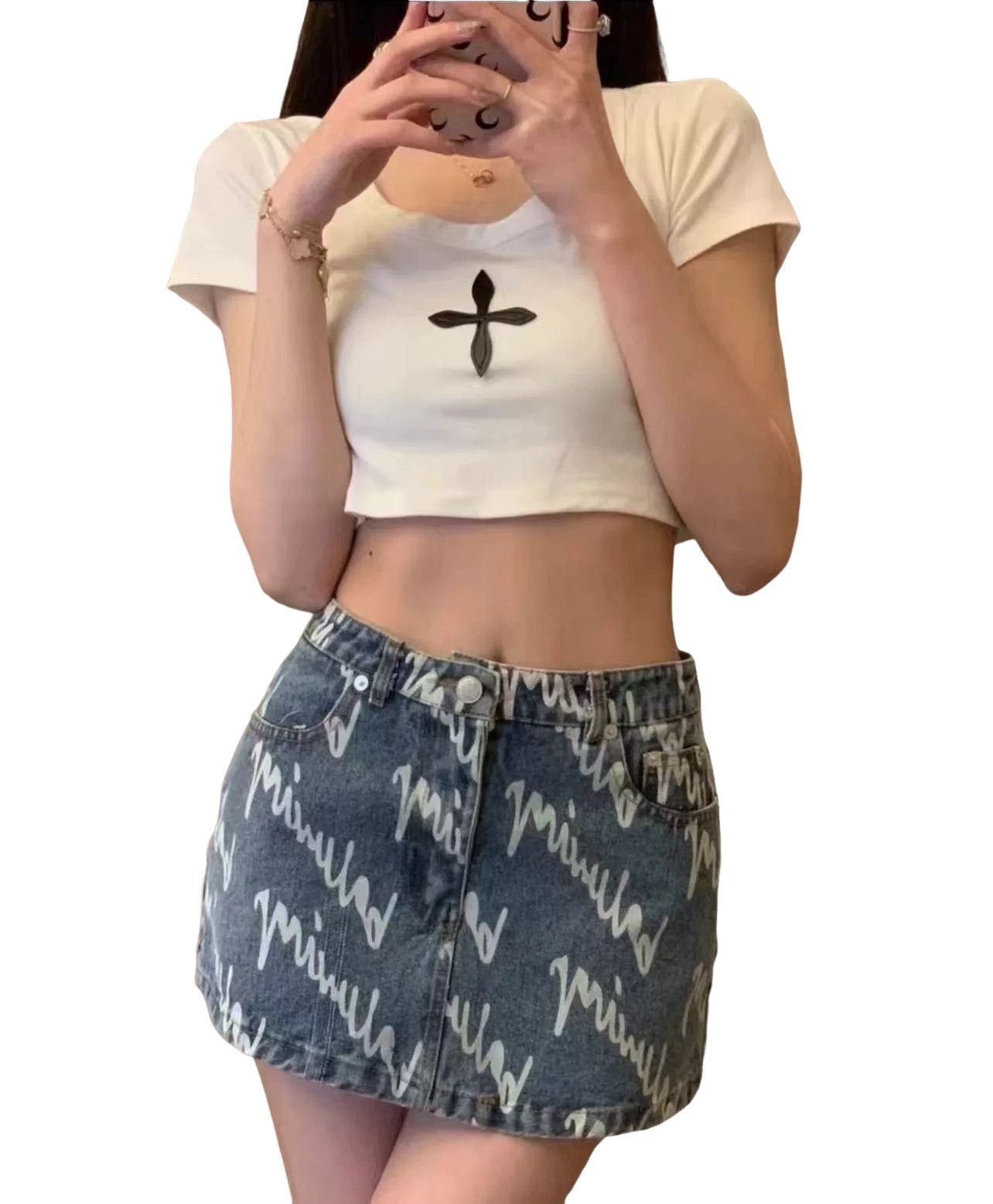Balenciaga Balenciaga All-Over Logo Denim Mini Skirt Size 38 Size 27" / US 4 / IT 40 - 1 Thumbnail