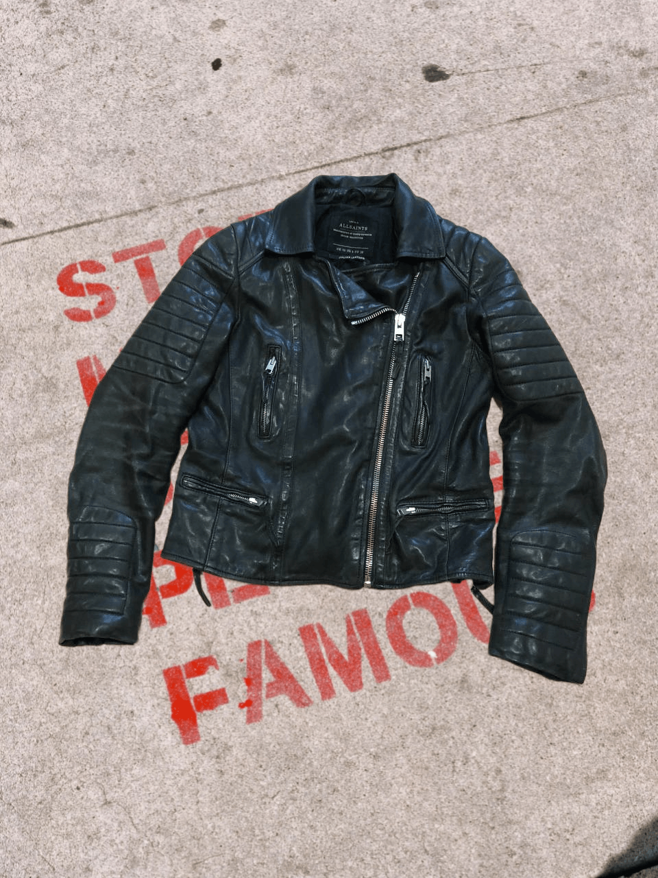 VINTAGE ALLSAINTS DISTRESSED LEATHER STREETWEAR JACKET