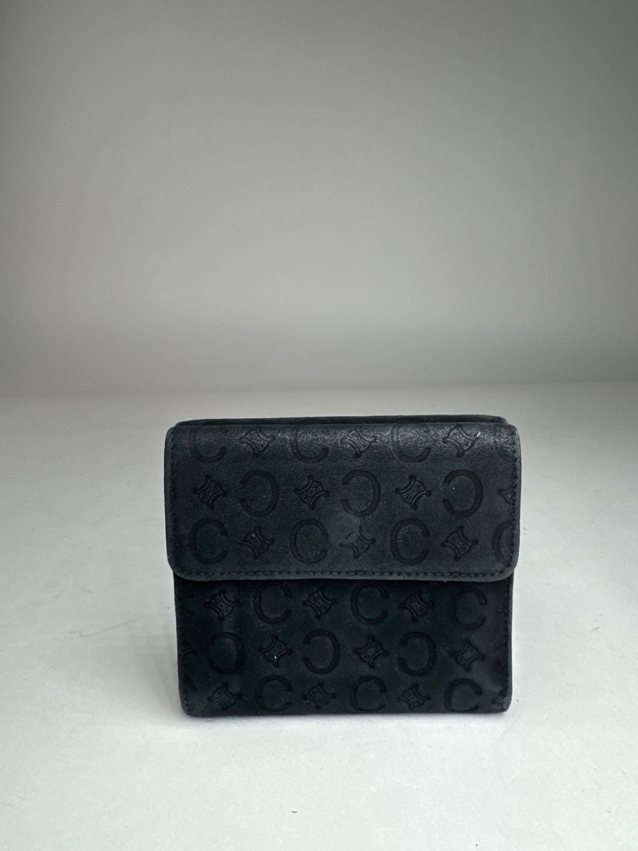 Vintage Monogram Velour Leather Wallet Black