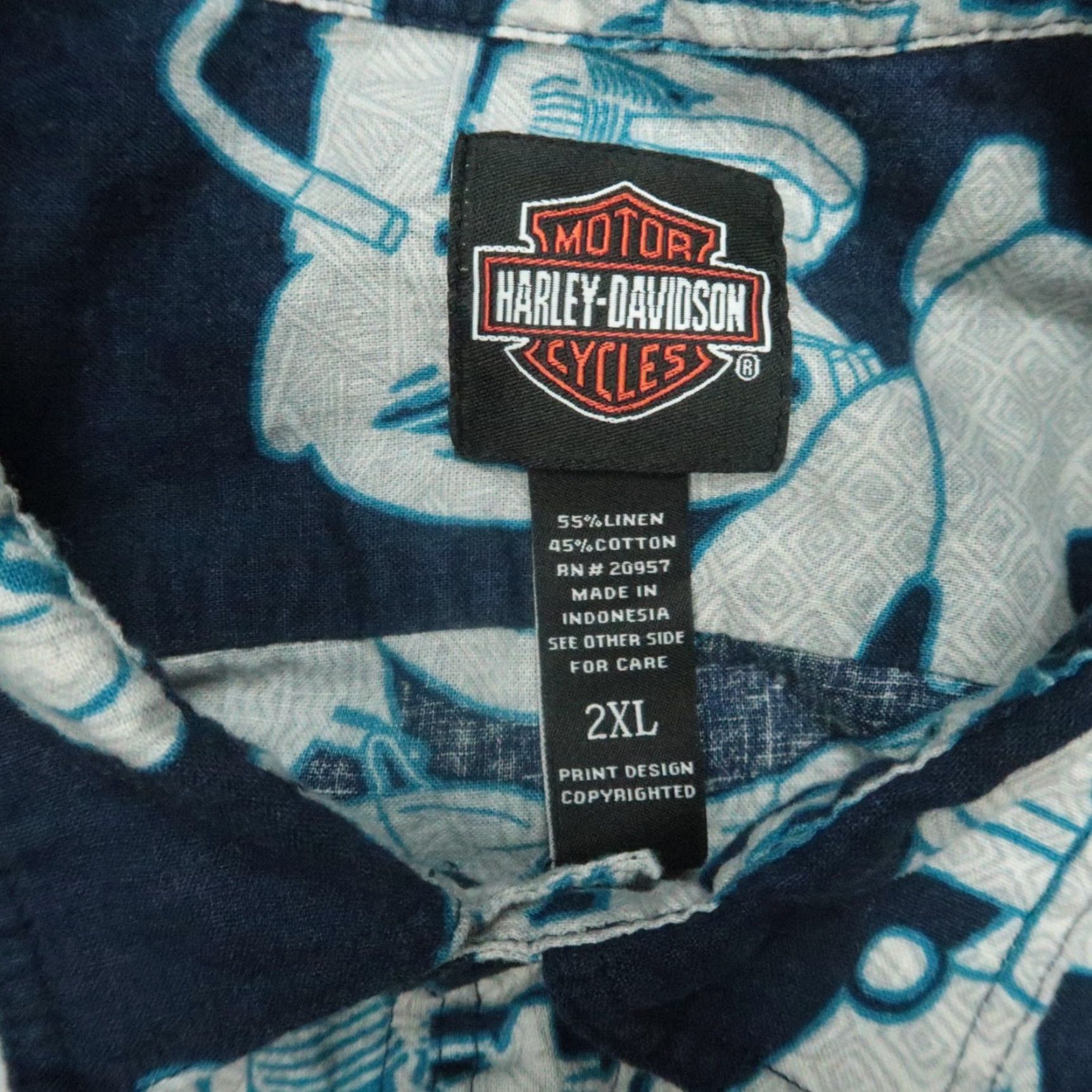 Harley Davidson VINTAGE Harley Davidson Shirt Men XXL Blue Linen Blend Short Sleeve Willie G Size US XXL / EU 58 / 5 - 3 Thumbnail