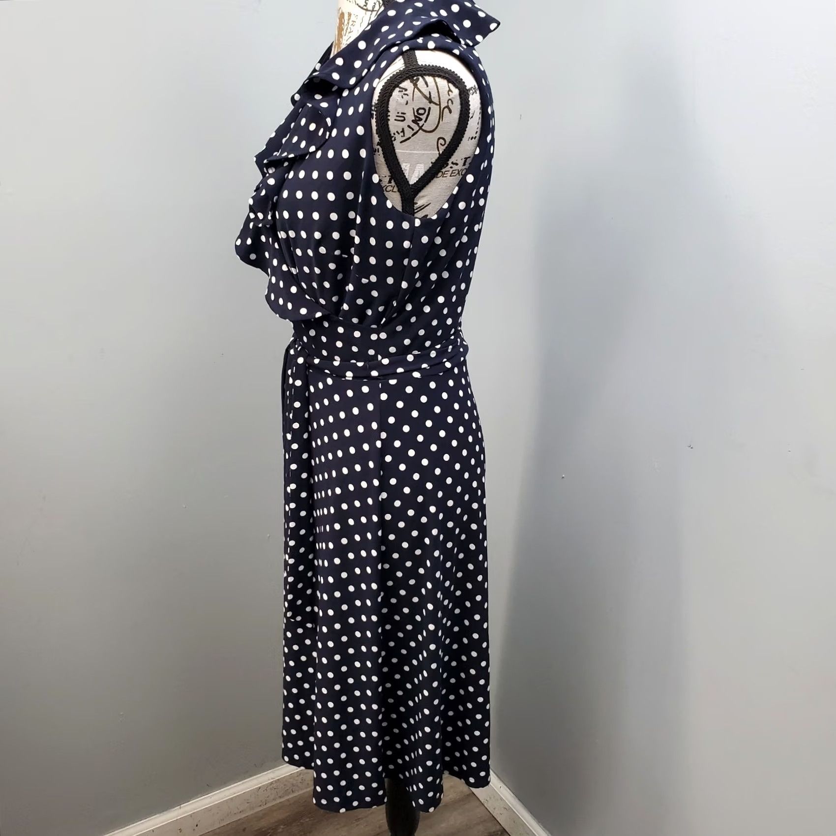 Chaps Chaps Womens Wrap Dress M Sleeveless V-Neck Polka Dot Yellow? Multicolor Blue White Size M / US 6-8 / IT 42-44 - 7 Thumbnail