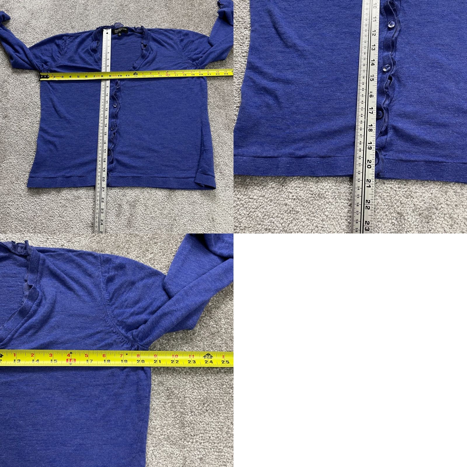 Jones New York Jones New York Cardigan Women XL Blue Knit Raglan Sleeve Button Down Solid Breathable Stretch Casual Travel Size XL / US 12-14 / IT 48-50 - 8 Thumbnail
