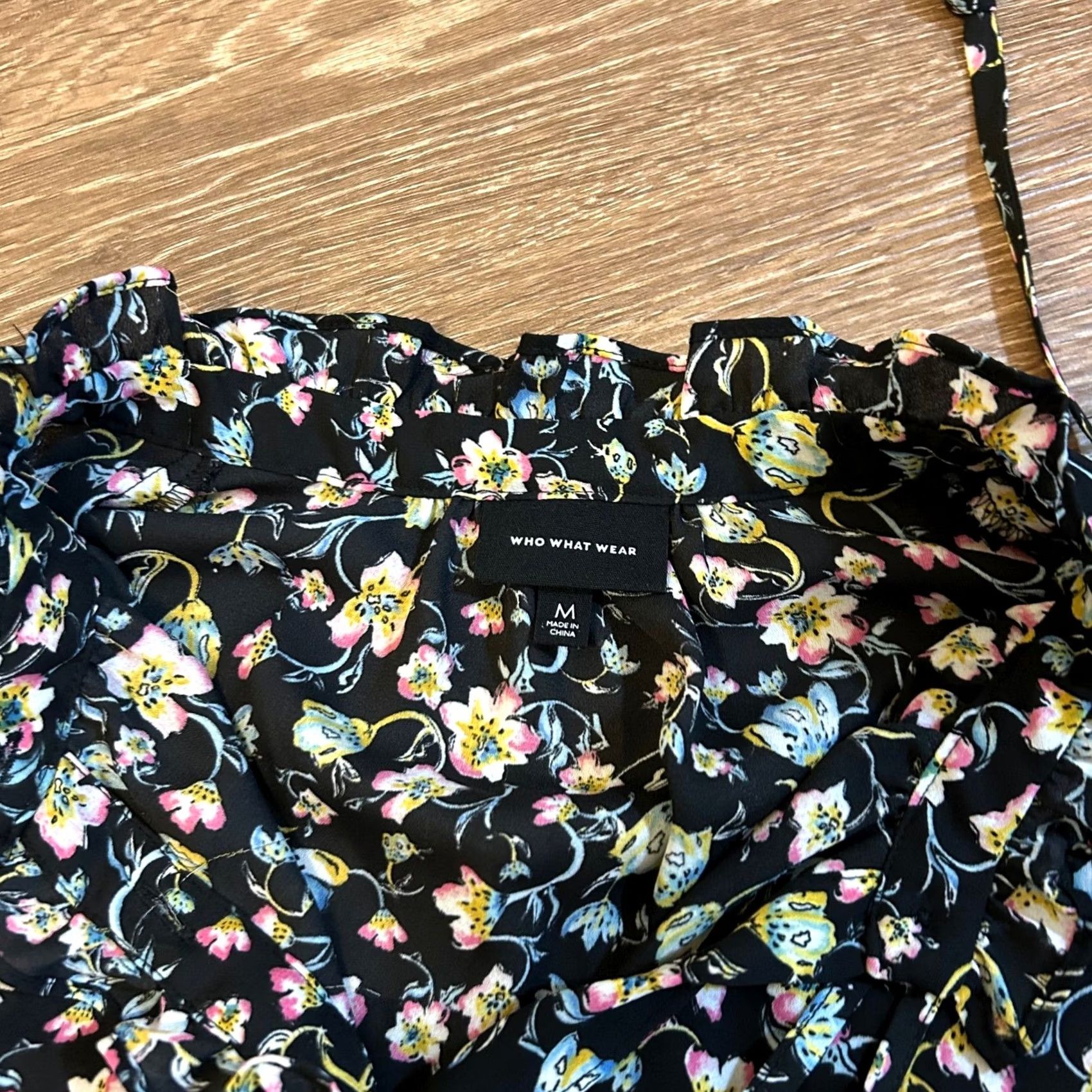 Vintage Who What Wear Floral Maxi Dress Sleeveless Black Women Medium Ruffle Trim Button Down Casual Summer Boho Dress Size M / US 6-8 / IT 42-44 - 2 Thumbnail