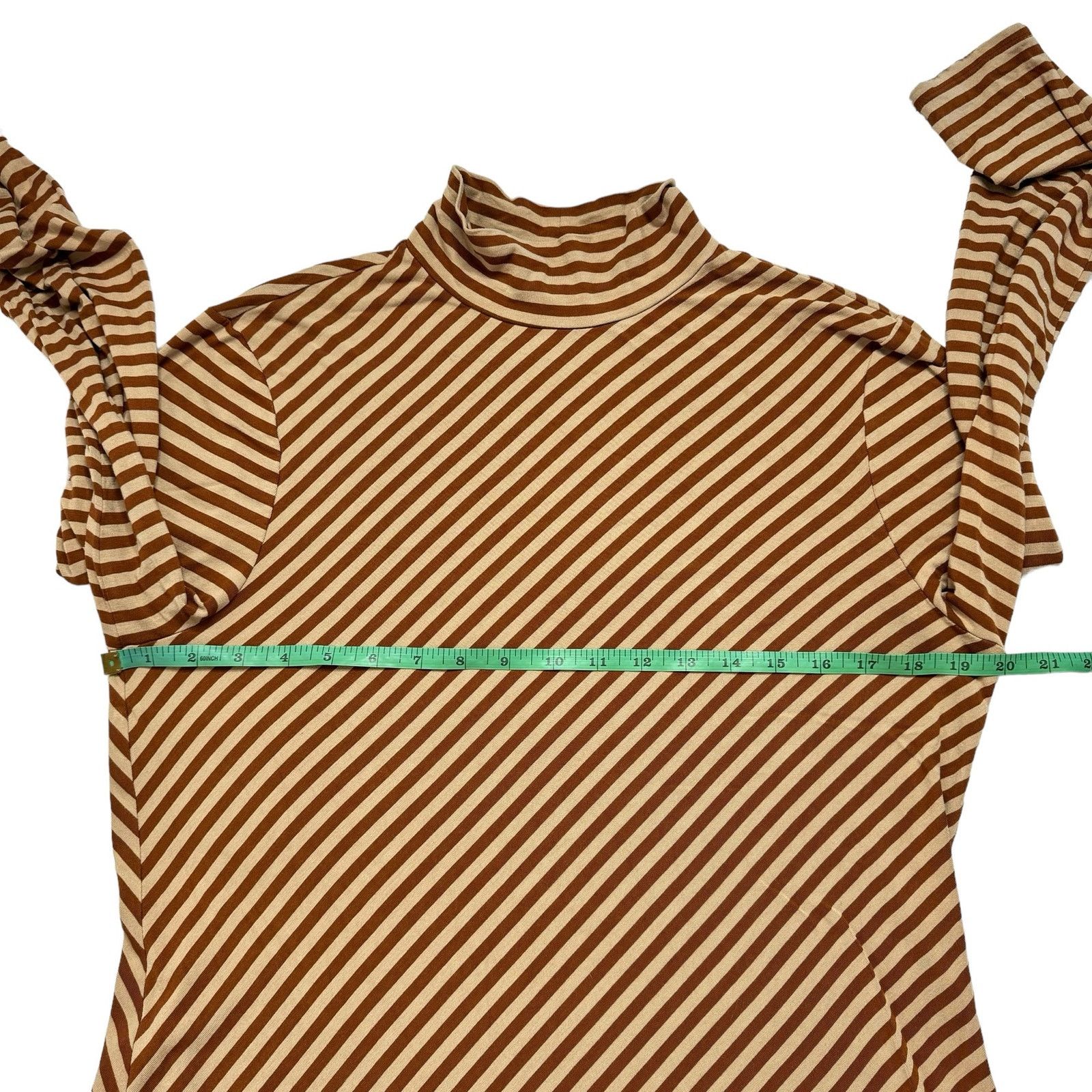 Chicos CHICOS Brown Tan Stripe High Neck Asymmetric Tunic Large (2) Size L / US 10 / IT 46 - 8 Thumbnail