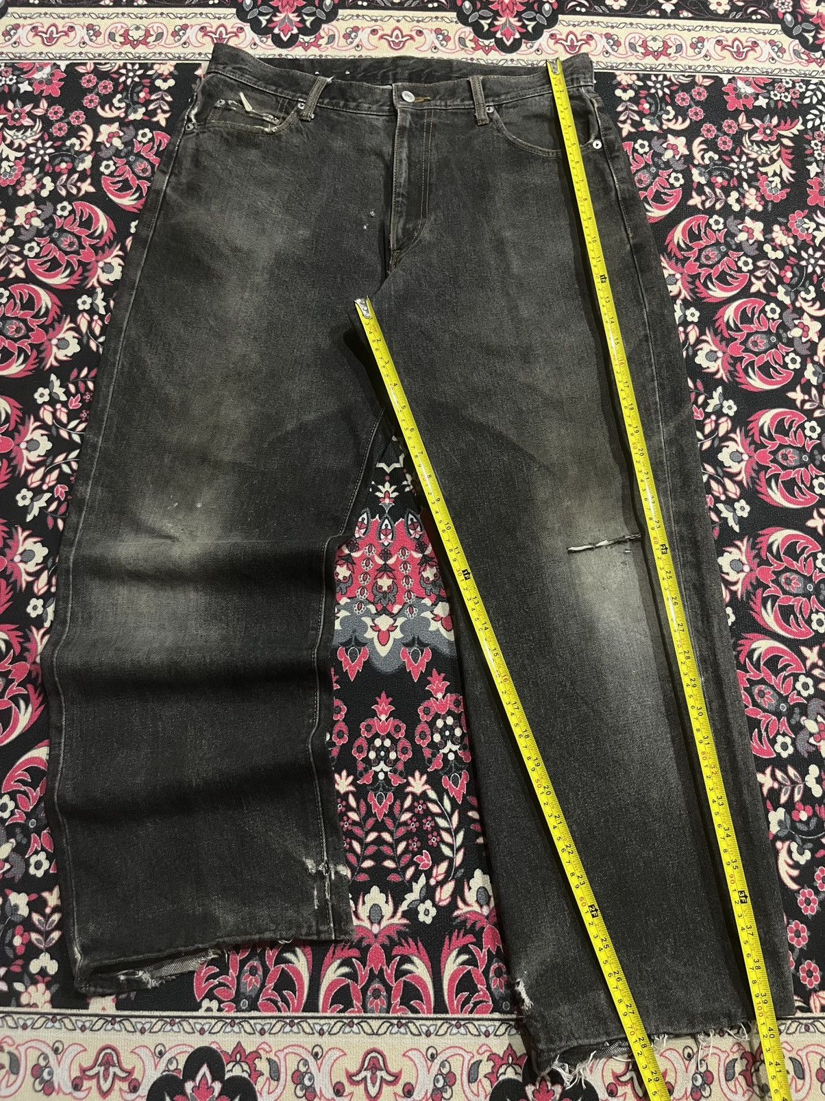 JNCO ⚡️Baggy⚡️Vintage Japanese Brand Brownish Black Frayed Leg Jean Size US 34 / EU 50 - 11 Thumbnail