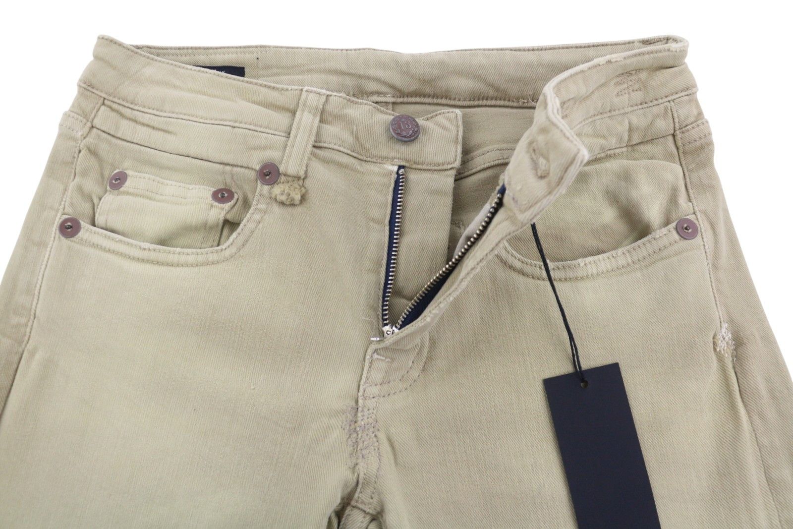 R13 BOY STRAIGHT 26 Khaki Stretch Cropped Ankle Zip 87788 Size 26" / US 2 / IT 38 - 5 Thumbnail