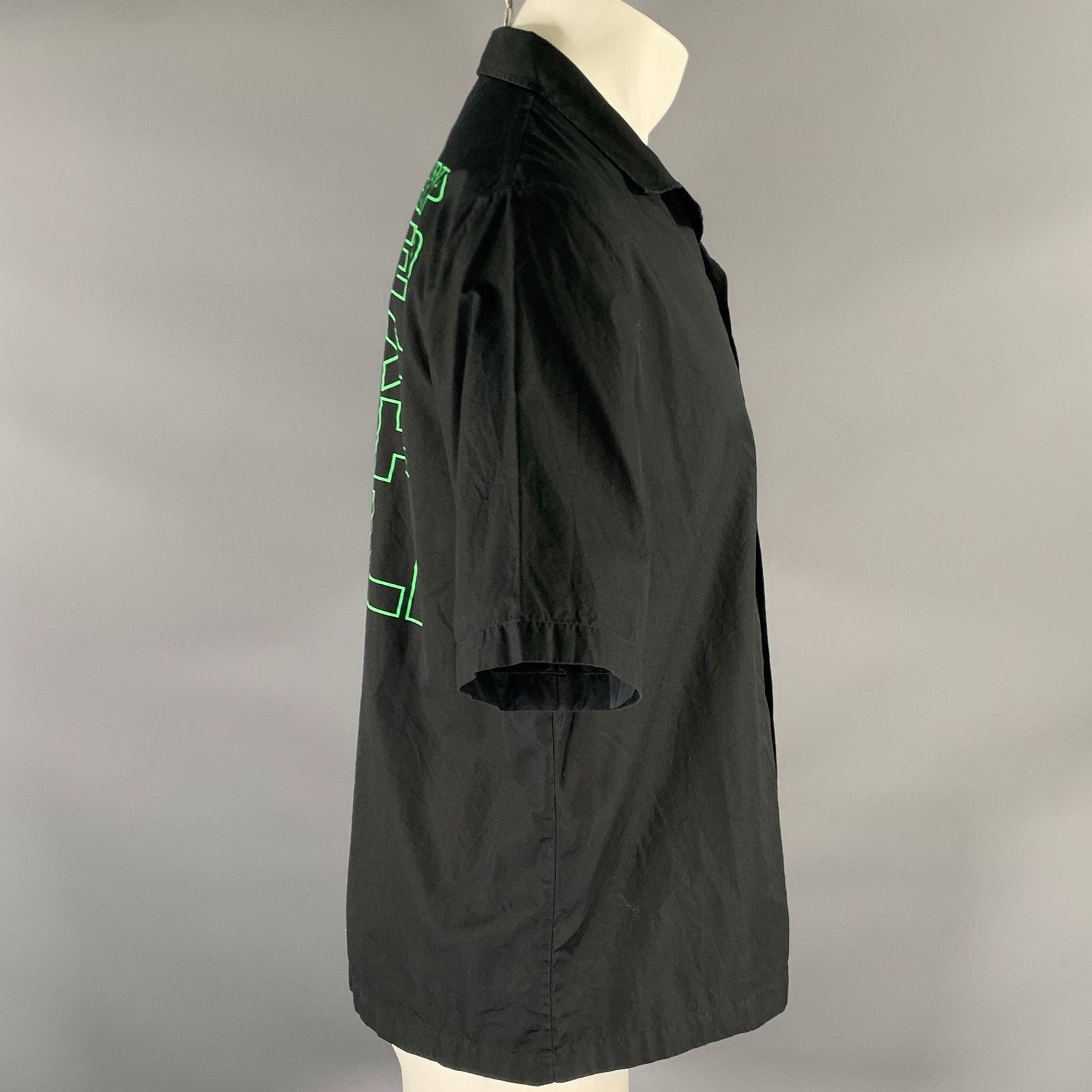McQ Alexander McQueen MCQ by ALEXANDER MCQUEEN M Black Green Graphic Camp Shirt Size US M / EU 48-50 / 2 - 3 Thumbnail