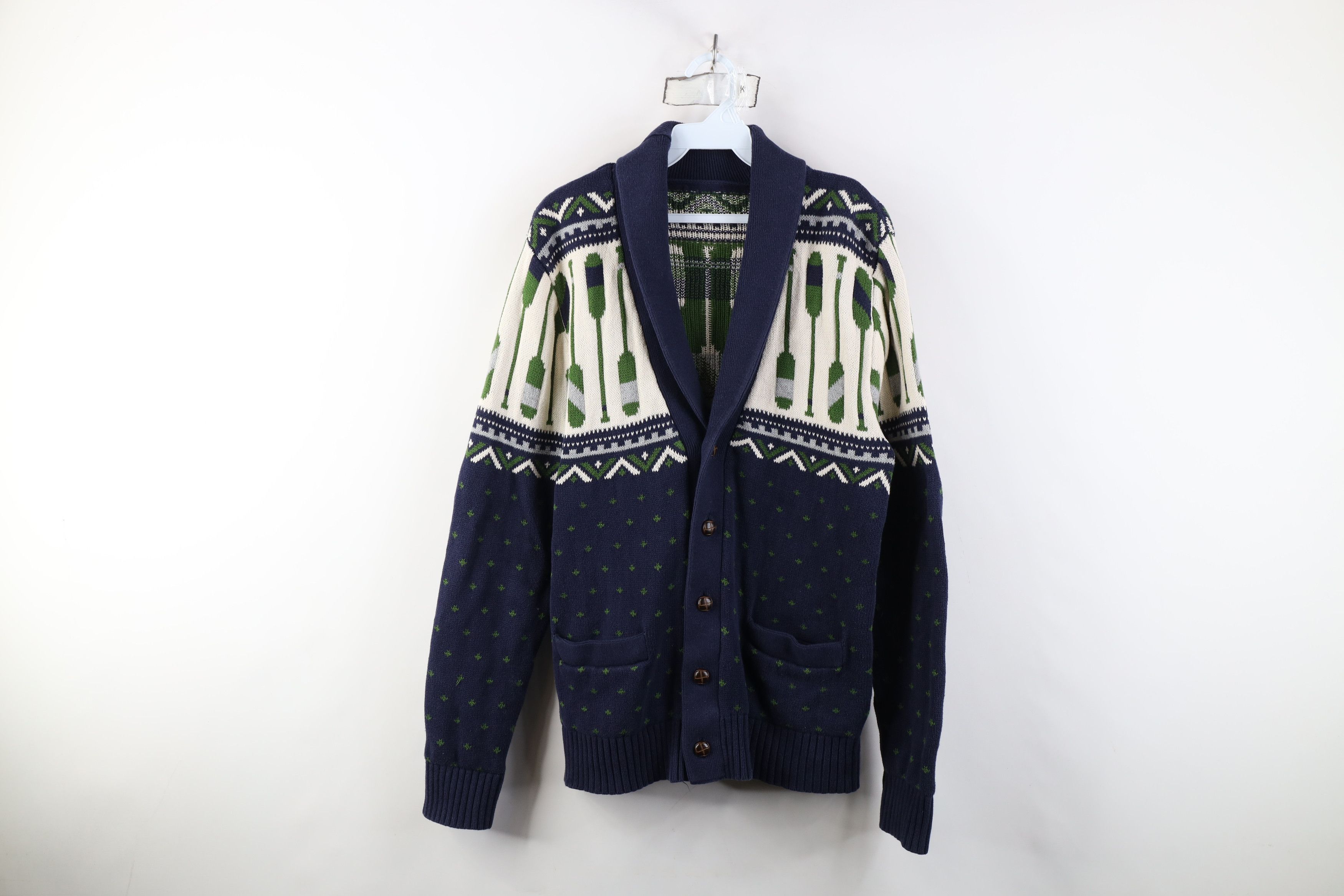 Vintage Vintage 90s Y2K Streetwear Fair Isle Shawl Cardigan Sweater Size US M / EU 48-50 / 2 - 1 Thumbnail