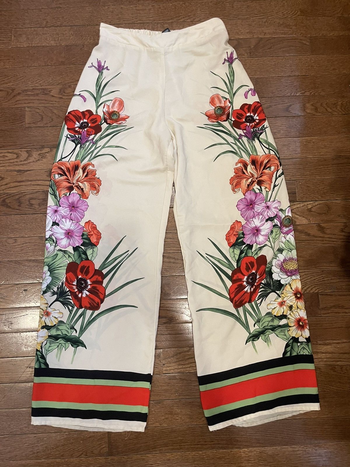 Other Mille Gabrielle cream and white floral palazzo pant Size 28" / US 6 / IT 42 - 5 Thumbnail
