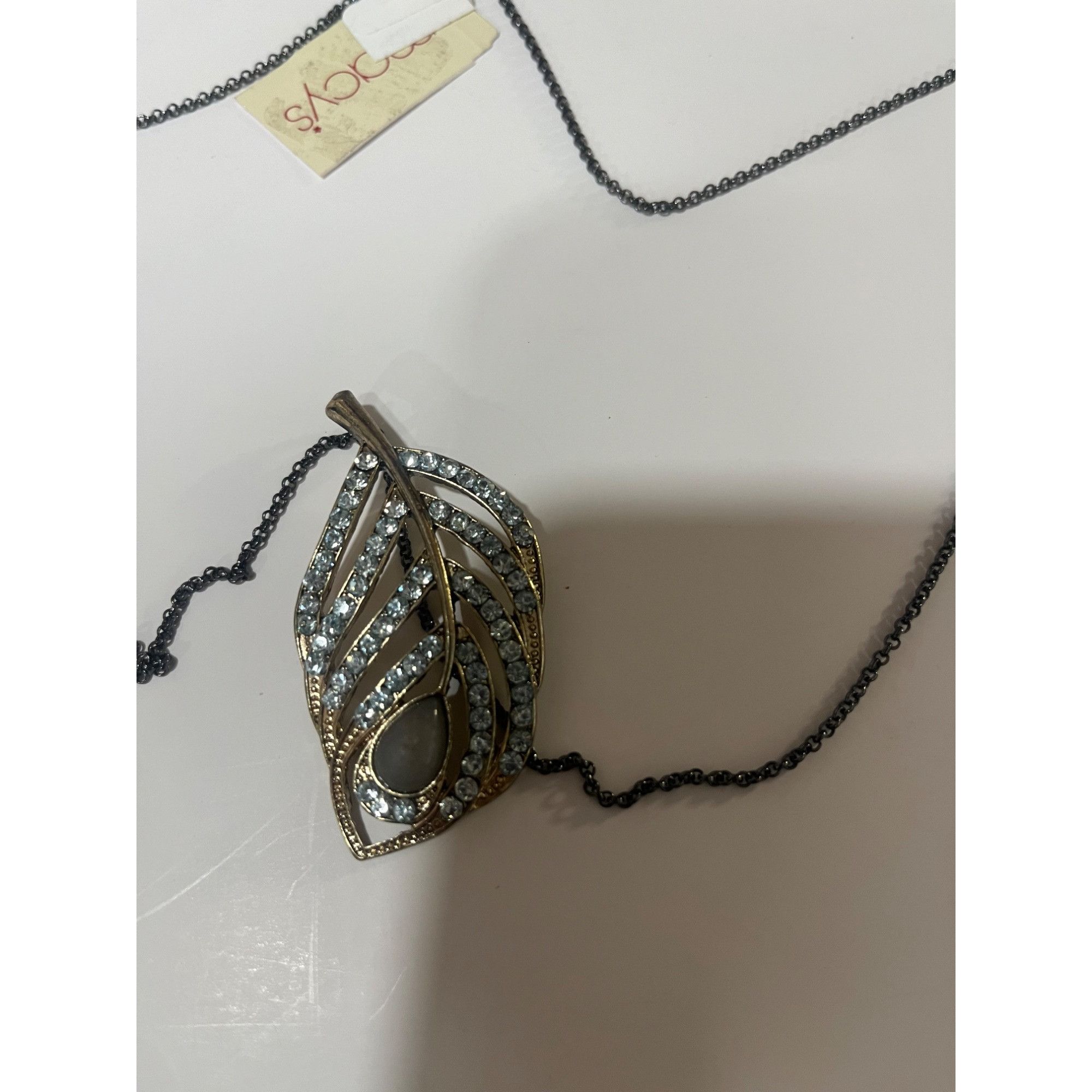 Other Crystal Leaf Gold-tone Pendant Necklace, 14" drop Size ONE SIZE - 7 Thumbnail