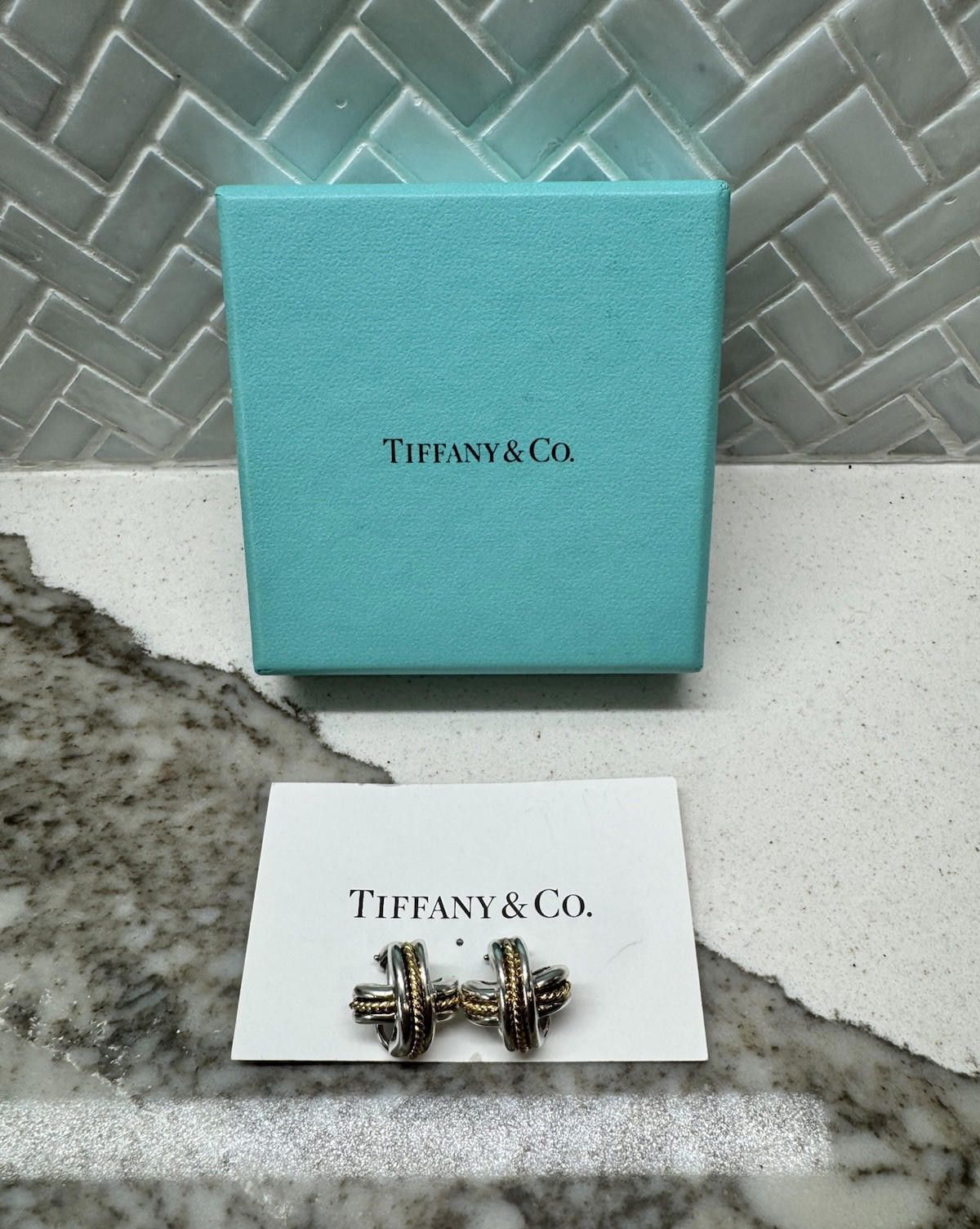 Tiffany & Co. Tiffany & Co. Gold Rope Silver Signature X Clip-on Earrings Size ONE SIZE - 1 Thumbnail