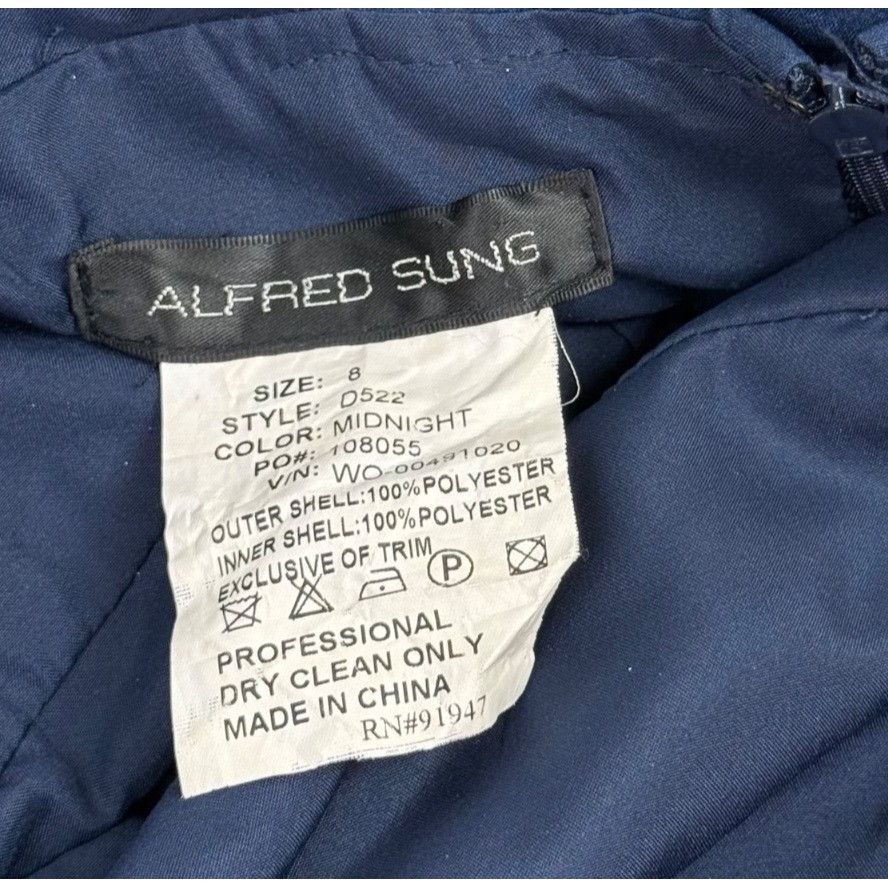 Other Alfred Sung Boat-Neck Midnight Blue Formal Sheath Dress Back Size M / US 6-8 / IT 42-44 - 2 Thumbnail