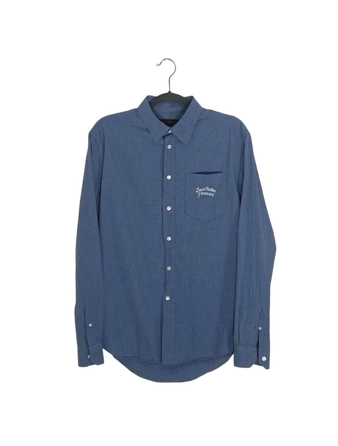 Louis Vuitton Louis Vuitton Men's Button Up Shirt Blue "LV Forever' Size US M / EU 48-50 / 2 - 1 Thumbnail