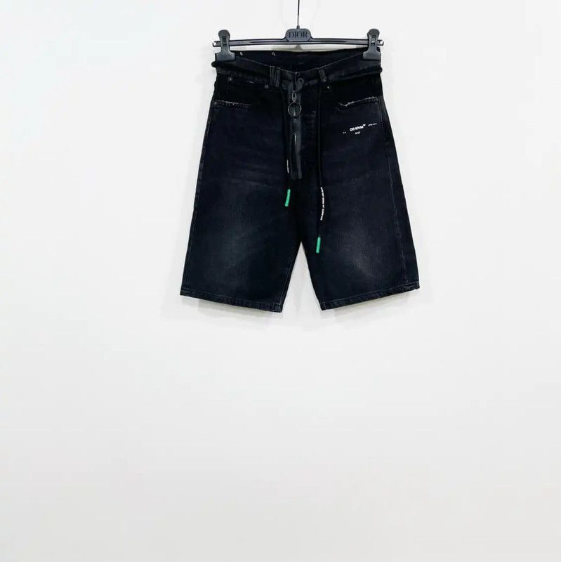 Off-White Off-White Summer Black Denim Casual Shorts 0089 Size US 27 - 1 Thumbnail