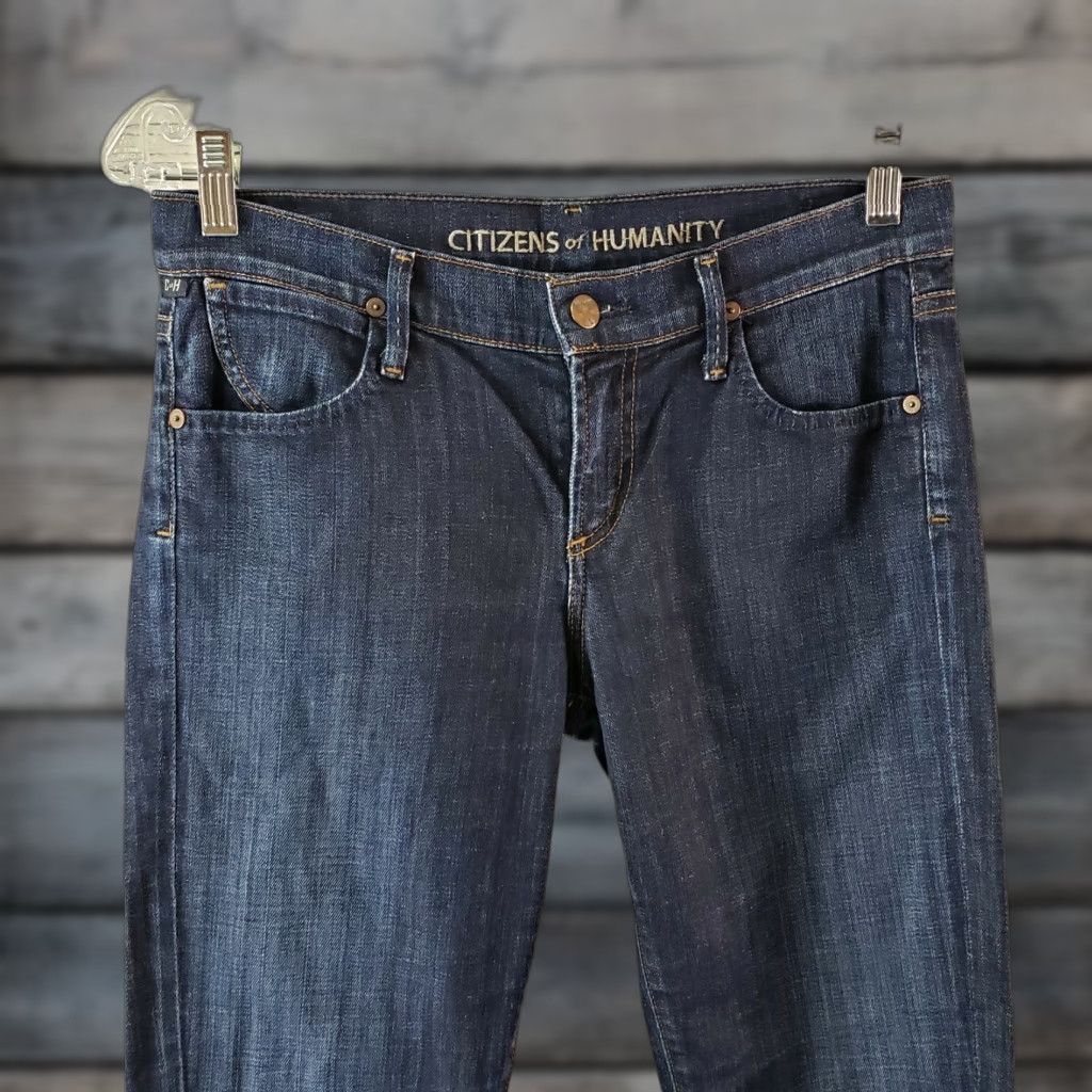 Citizens Of Humanity Citizens of Humanity Womens Dani Cropped Jeans Sz 27 Blue Dark Wash Cropped Straight Leg Denim Cotton Blend Zip Button Rise 8.5 Inseam 23 In Womens Size 27" / US 4 / IT 40 - 1 Thumbnail