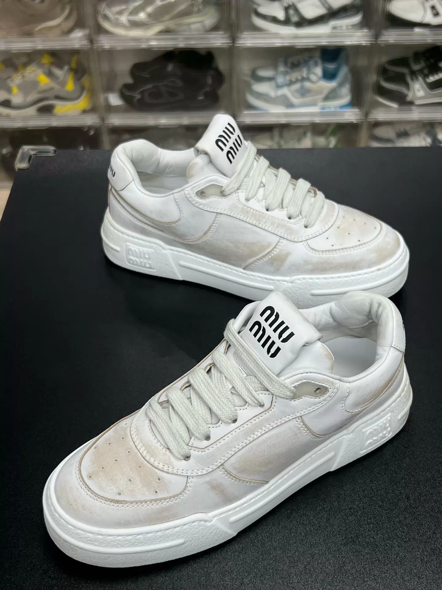 Miu Miu MIU MIU vintage low-top sneaker women's white 37.5 Size US 7 / IT 37 - 1 Thumbnail