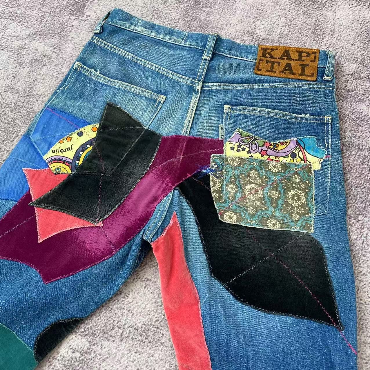 Kapital Kapital Psychadelic Okabilly Patchwork Denim Jeans Size US 32 / EU 48 - 5 Thumbnail