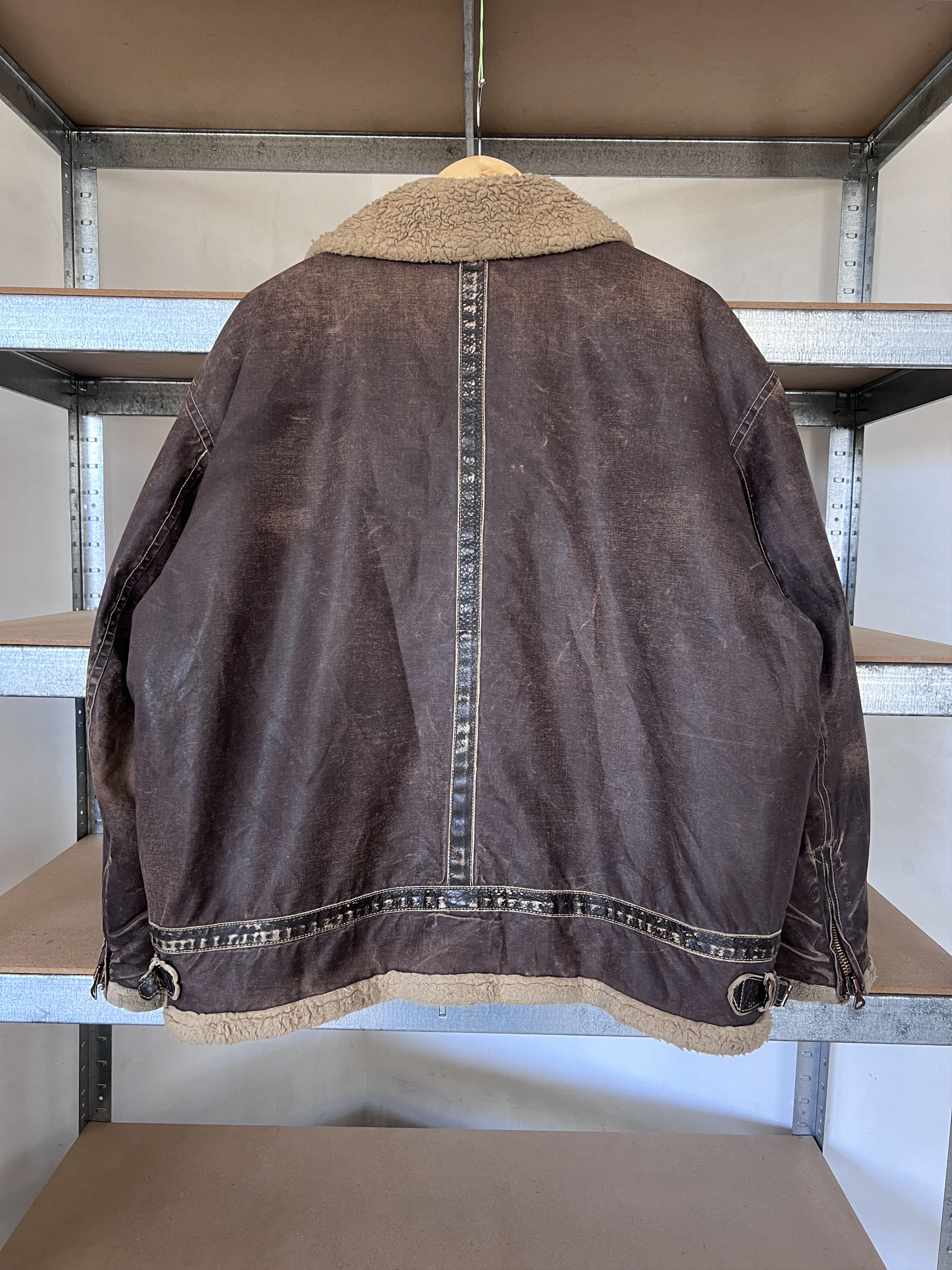 Diesel Diesel Vintage DMB 1955 Wax Sheepskin Distressed Jacket Size US XXL / EU 58 / 5 - 2 Thumbnail