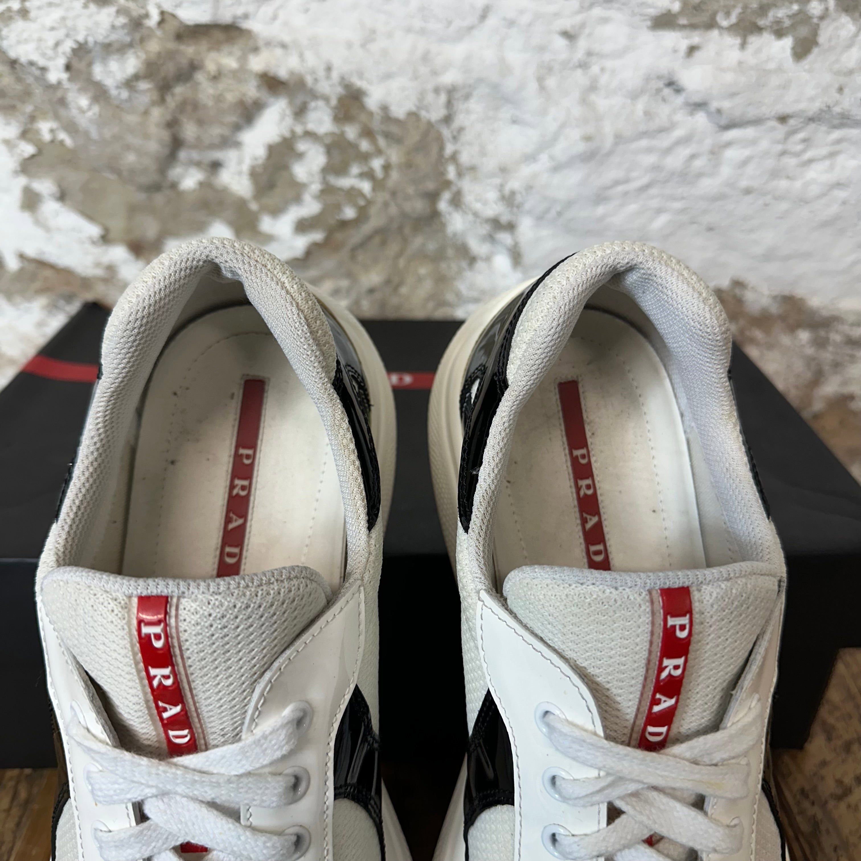 Prada Prada Americas Black Patent Cream White Sneaker Size 8 Size US 8 / EU 41 - 4 Thumbnail