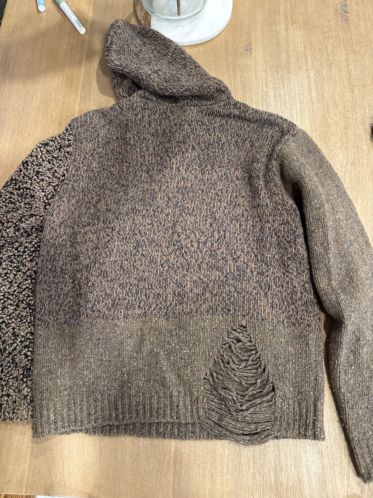 John Elliott John Elliott Knit Distressed Patchwork Hoodie M Size US M / EU 48-50 / 2 - 2 Thumbnail
