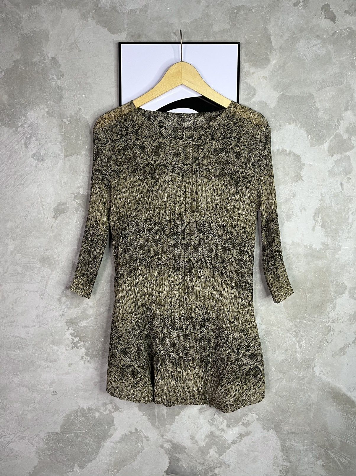 Pleats Please Issey Miyake Pleatsme Snakeskin Pleated Asymmetric Tunic Dress Size ONE SIZE - 1 Thumbnail