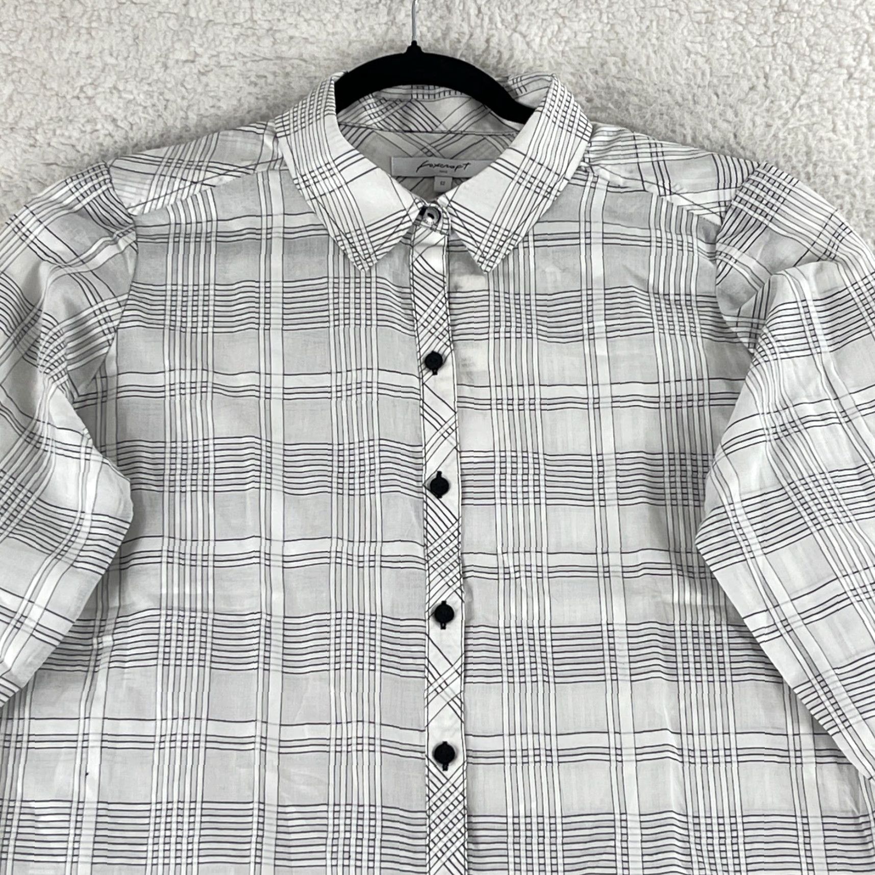 Vintage Foxcroft Davis Button-Up Shirt Womens Size 6 White Long Sleeve Plaid Casual Workwear New Size M / US 6-8 / IT 42-44 - 3 Thumbnail