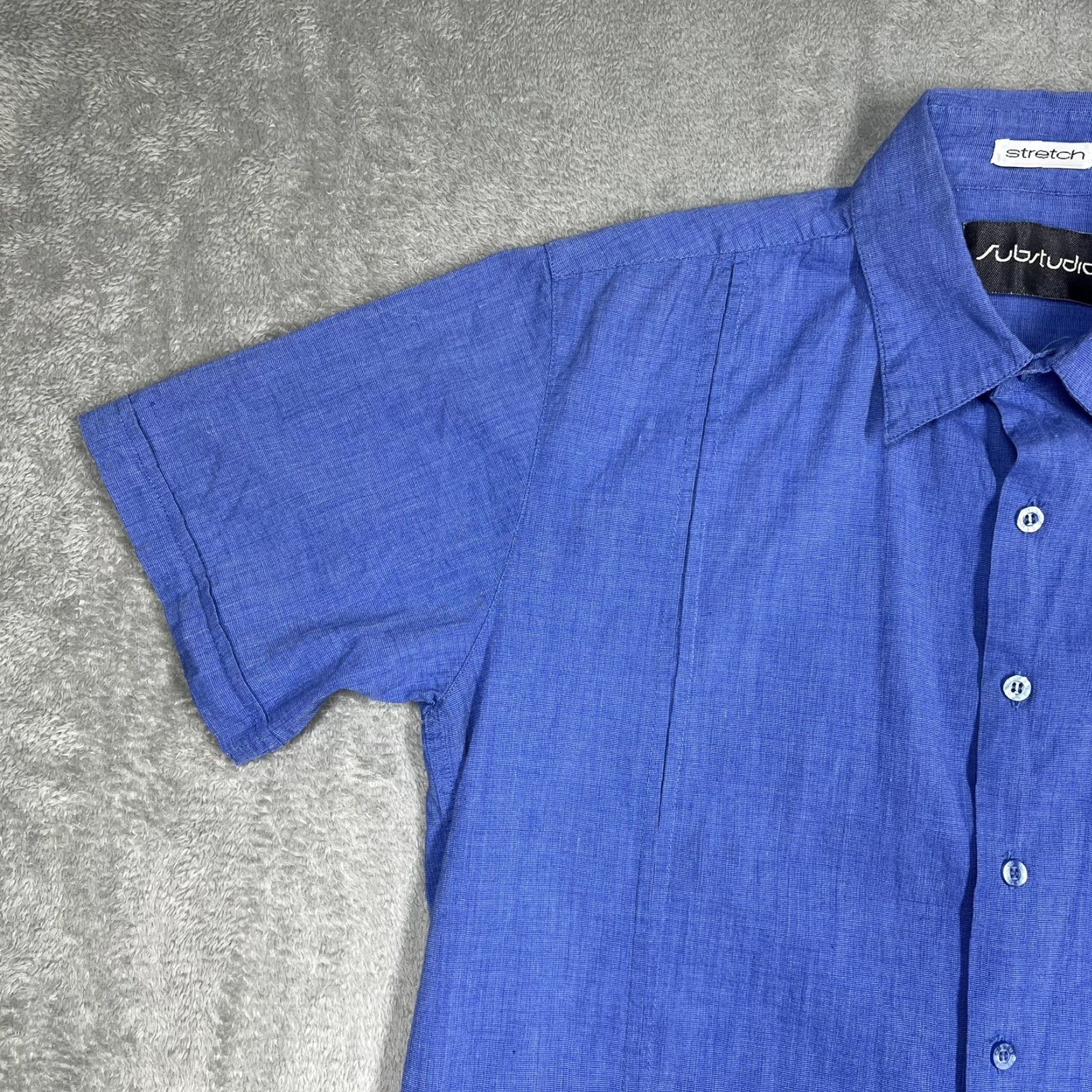Vintage VINTAGE Substudio Mens Button-Up Shirt Regular M Stretch Royal Blue Cotton Spandex EUC Size US M / EU 48-50 / 2 - 3 Thumbnail