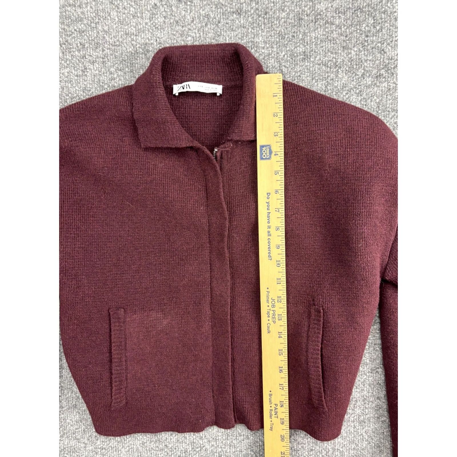 Zara Zara Sweater Jacket Womens Small Purple Collared Full Zip Knit Pockets Cropped Size S / US 4 / IT 40 - 3 Thumbnail