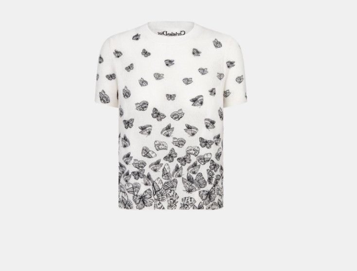 Dior o1w1db10225 414S44 Short-Sleeved Sweater in Black & White Size L / US 10 / IT 46 - 1 Thumbnail