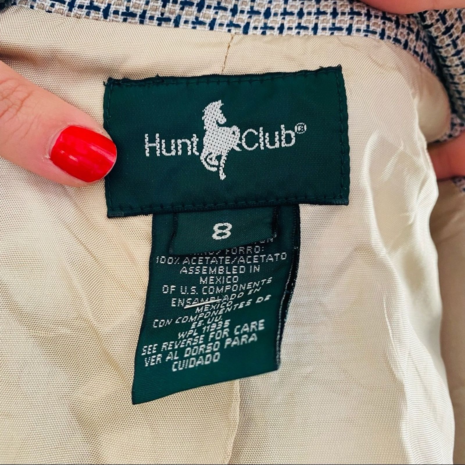 Vintage VINTAGE HUNT CLUB White Grey Plaid Checked Blazer Jacket 8 Size M / US 6-8 / IT 42-44 - 7 Thumbnail