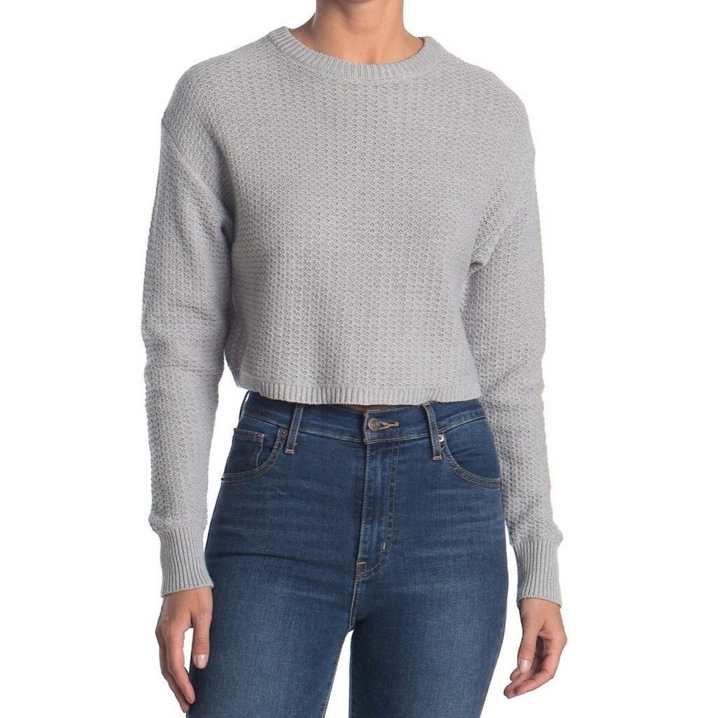 Other Abound Textured Cropped Sweater Top in Gray Heather Color Size XS / US 0-2 / IT 36-38 - 1 Thumbnail