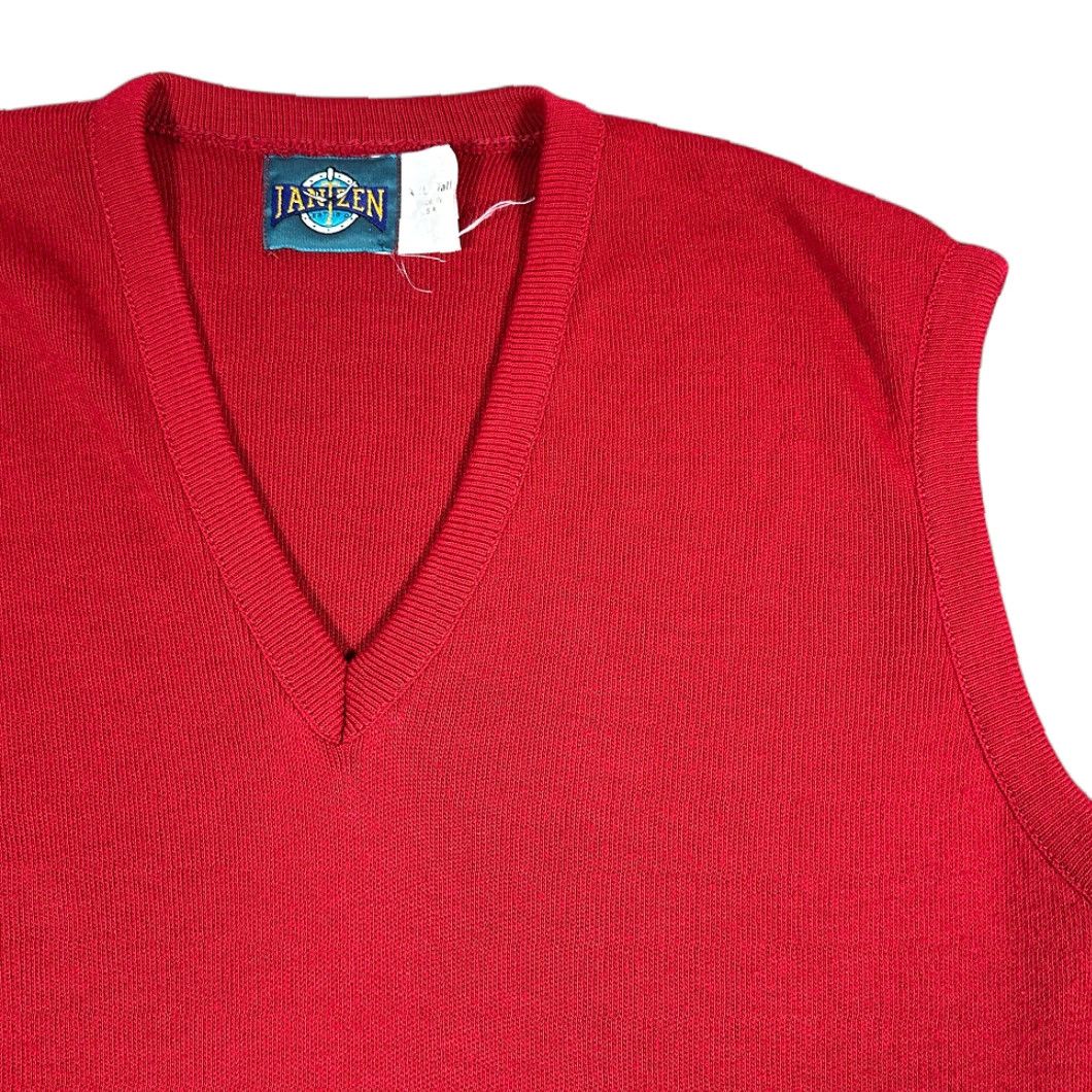 Jantzen VINTAGE Jantzen Sweater Vest Adult LARGE Red Acrylic Knit V-Neck USA 80s Men Vest Size US L / EU 52-54 / 3 - 3 Thumbnail